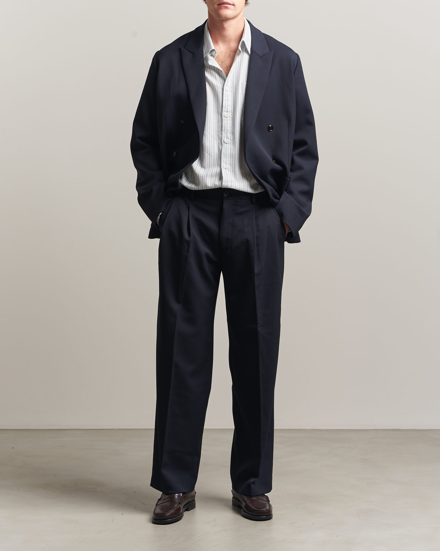 Homme | Pantalons | NN07 | Justin Wool Pleated Suit Trousers Deep Navy