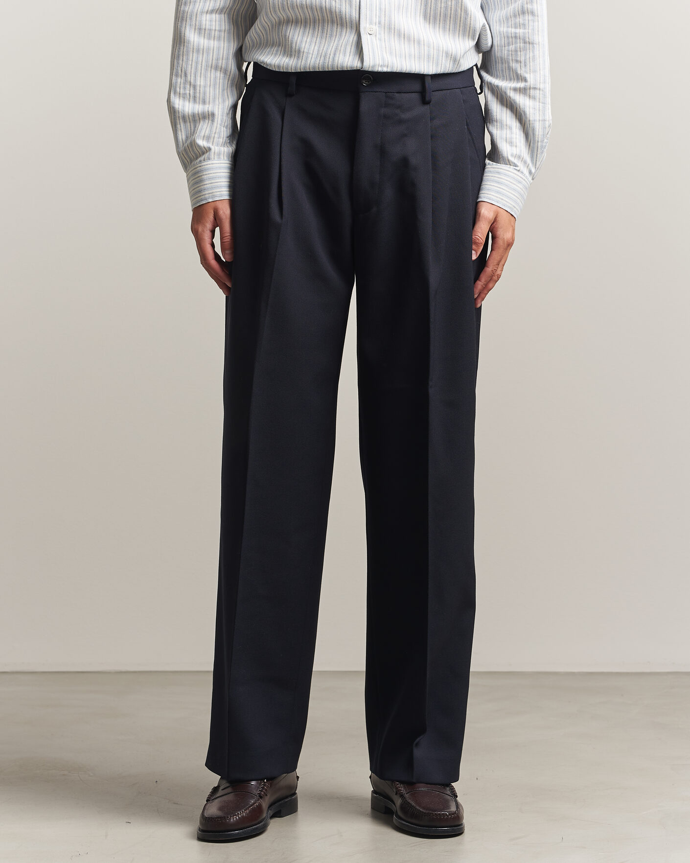Homme | Pantalons | NN07 | Justin Wool Pleated Suit Trousers Deep Navy
