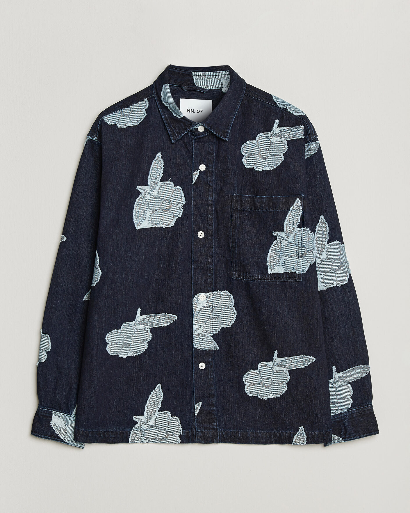 Homme | Chemises | NN07 | Adwin Fil‑coupé Jacquard Denim Overshirt Dark Blue