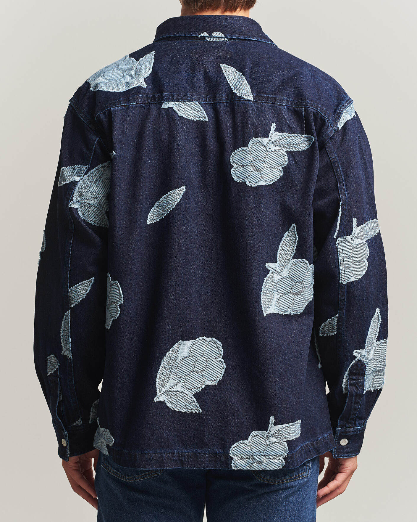 Homme | Chemises | NN07 | Adwin Fil‑coupé Jacquard Denim Overshirt Dark Blue