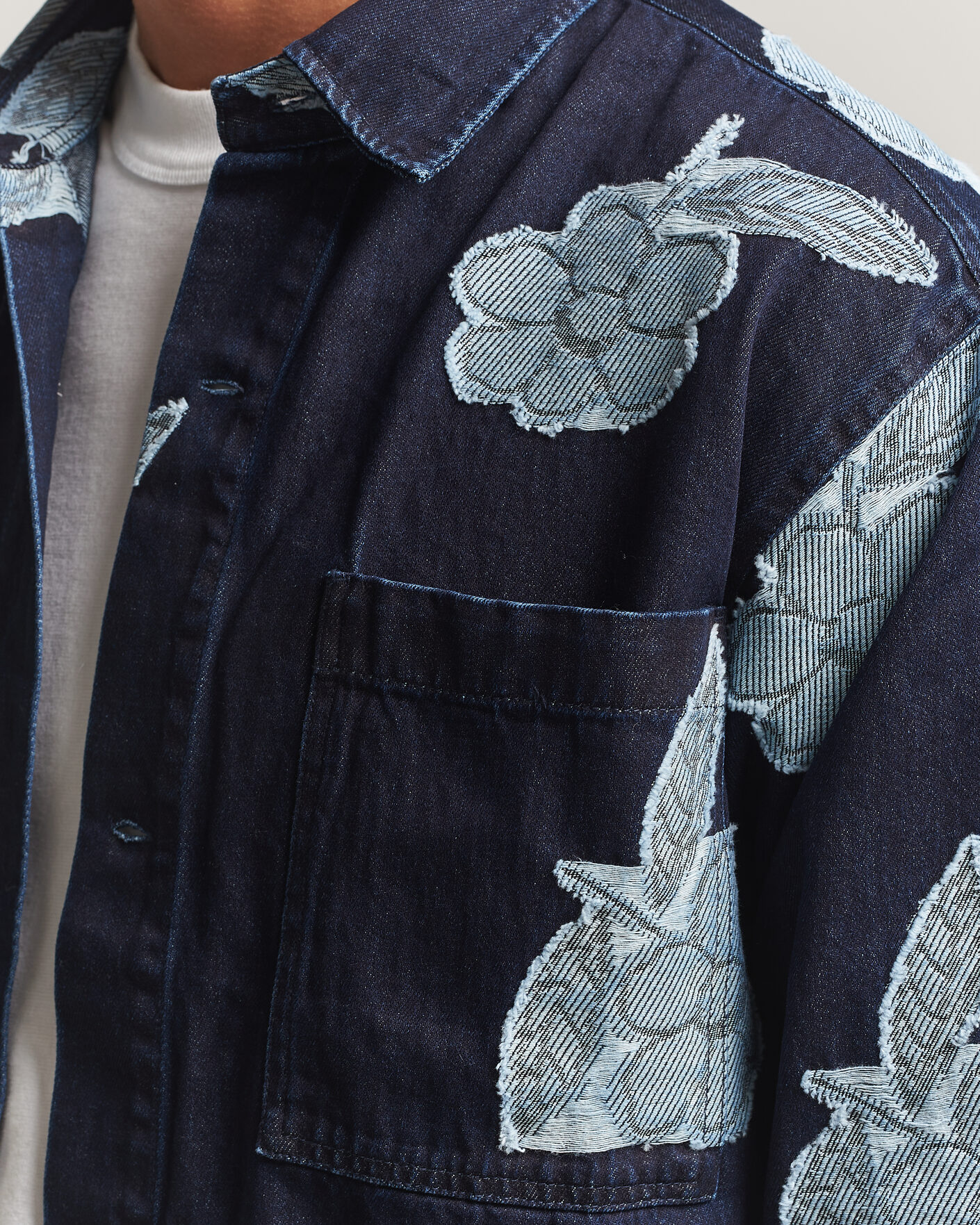 Homme | Chemises | NN07 | Adwin Fil‑coupé Jacquard Denim Overshirt Dark Blue