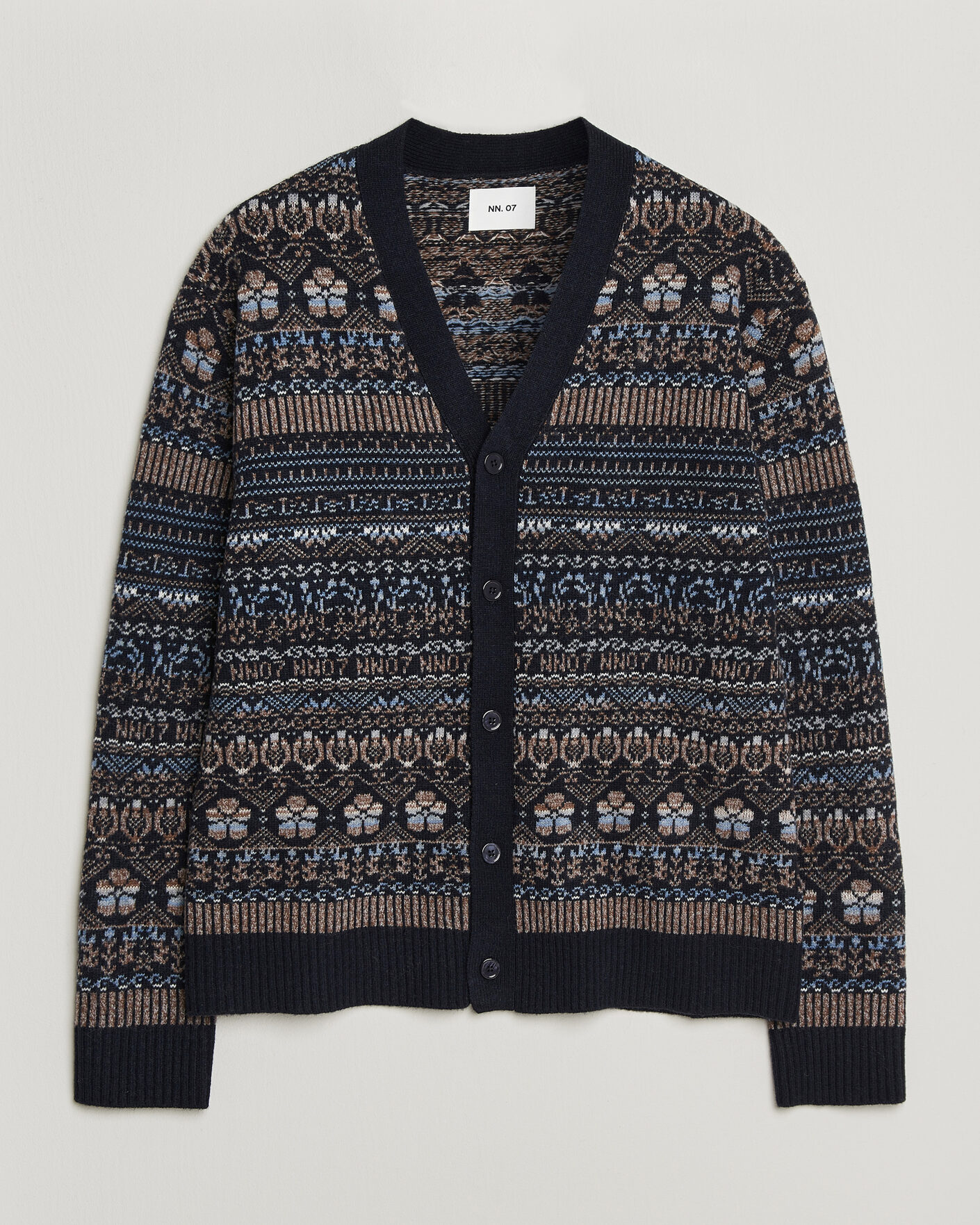 Homme | Pulls Et Tricots | NN07 | Tobias Fairisle Wool Knitted Cardigan Navy Blue