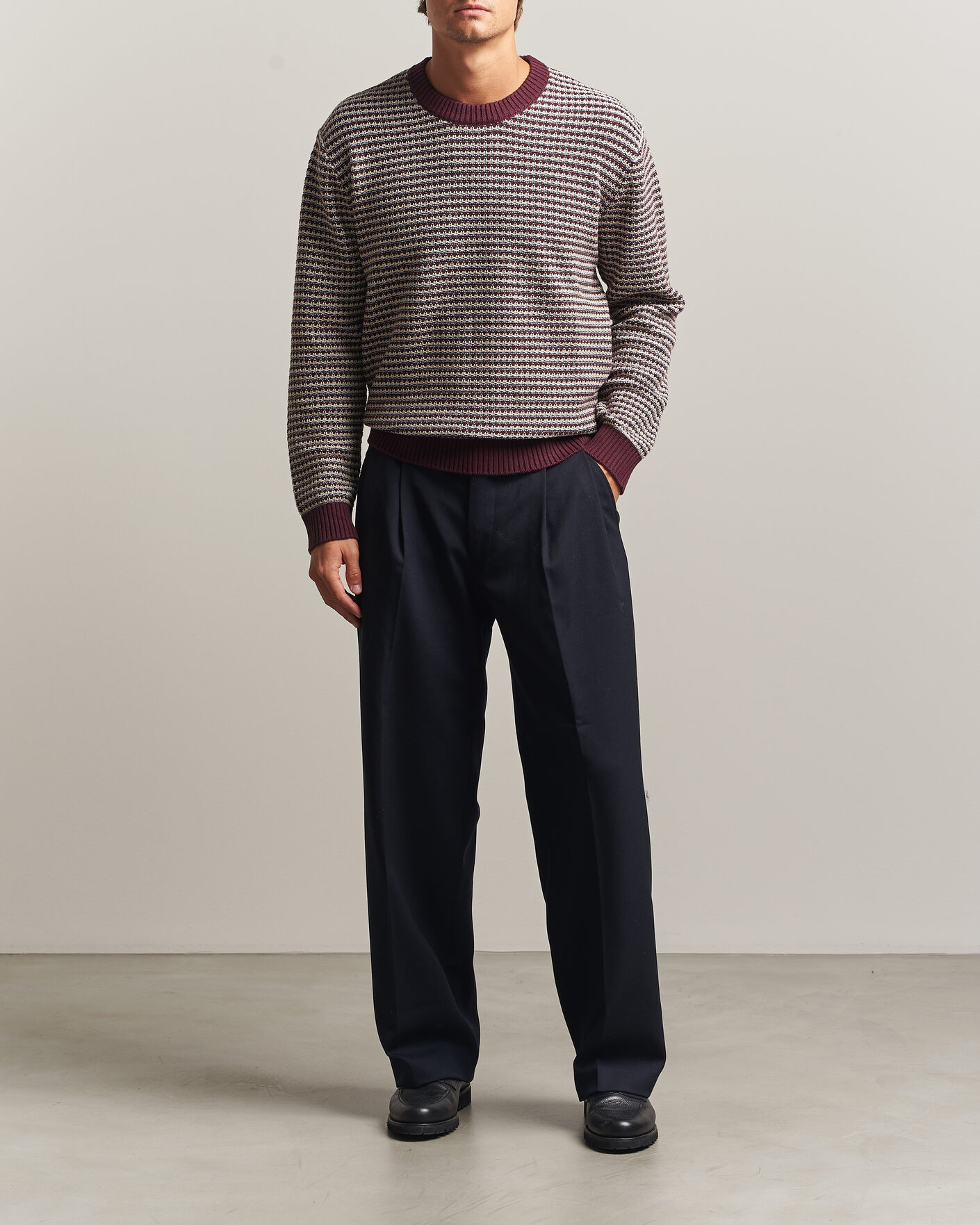 Homme | Pulls Et Tricots | NN07 | Russell Cotton/Wool Structured Sweater Winetasting