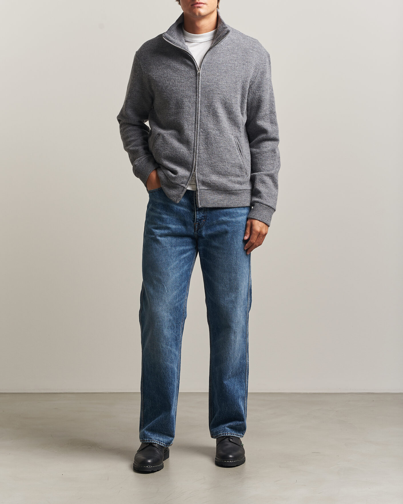 Homme | Pulls Et Tricots | NN07 | Soft Boiled Wool Full Zip Dark Grey Melange