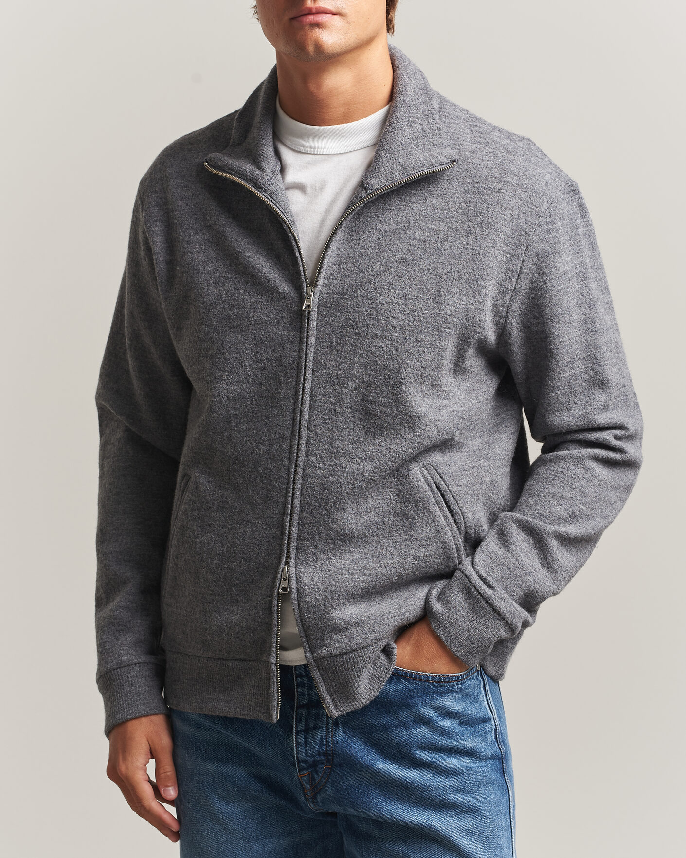 Homme | Pulls Et Tricots | NN07 | Soft Boiled Wool Full Zip Dark Grey Melange