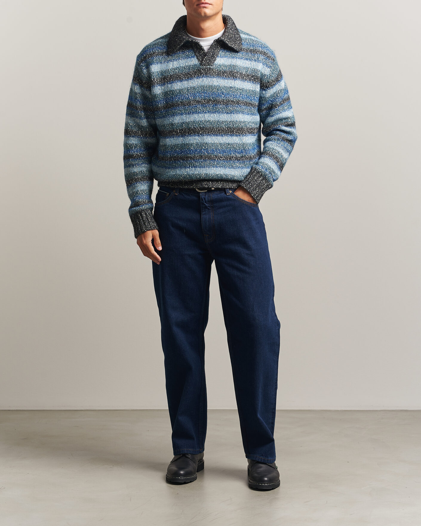 Homme | Pulls Et Tricots | NN07 | Erling Striped Knitted Polo Navy Multi