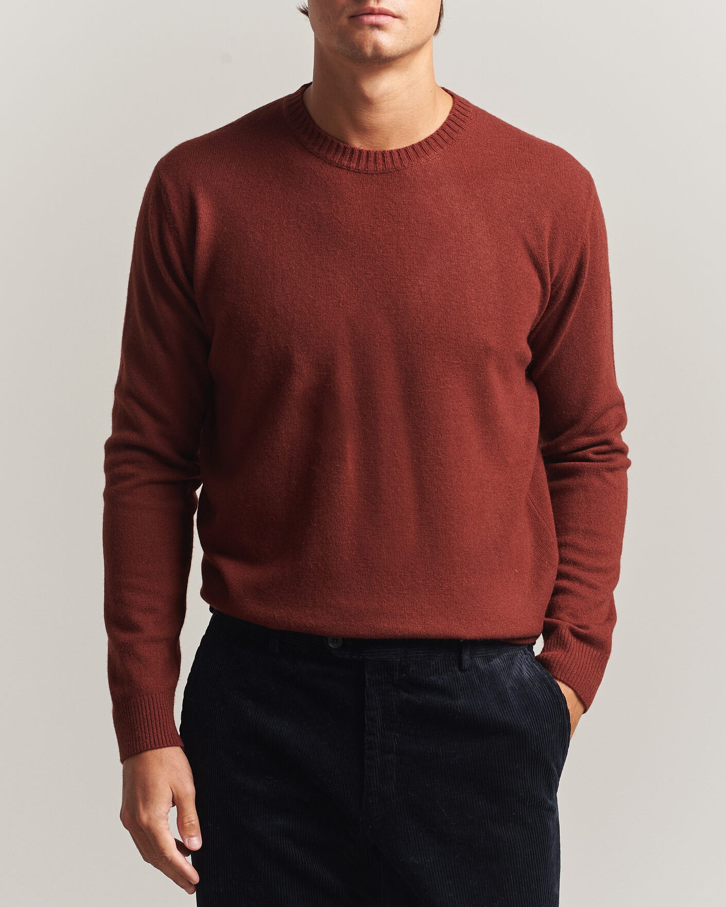 Homme | Pulls Et Tricots | Oscar Jacobson | Valter Wool/Cashmere Round Neck Orange Rust