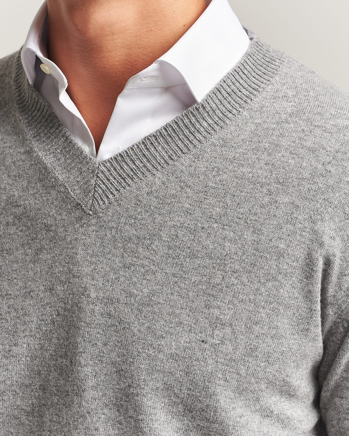 Homme | Pulls Et Tricots | Oscar Jacobson | Gregor Wool/Cashmere V-Neck Grey Melange