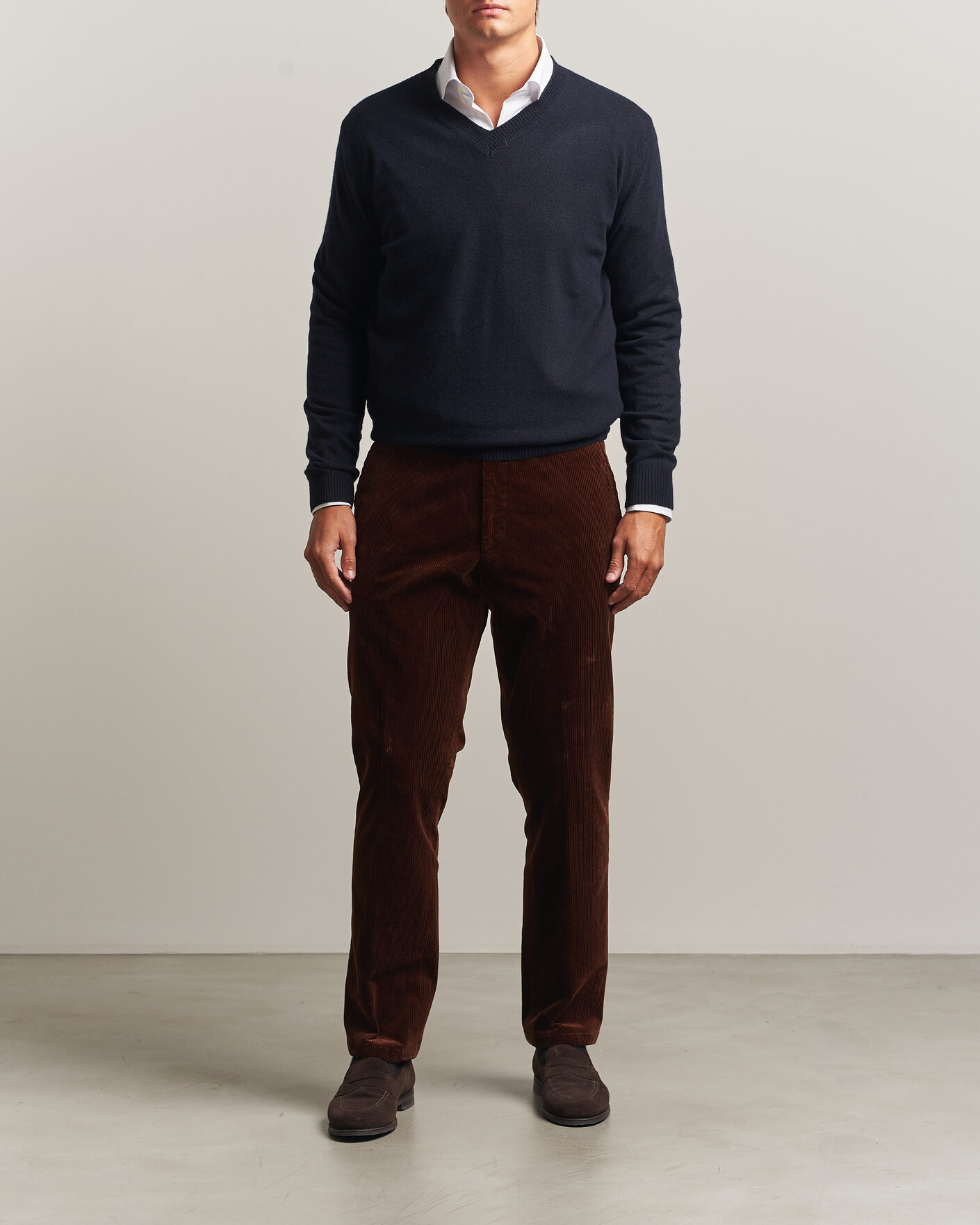 Homme | Pulls Et Tricots | Oscar Jacobson | Gregor Wool/Cashmere V-Neck Navy