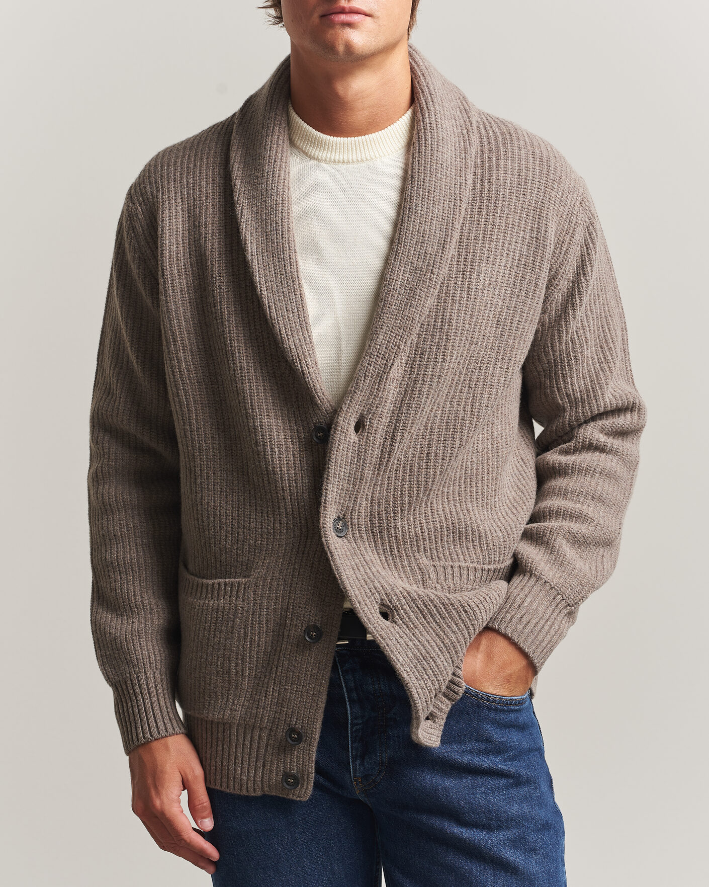 Homme | Pulls Et Tricots | Oscar Jacobson | Roland Wool Cardigan Beige