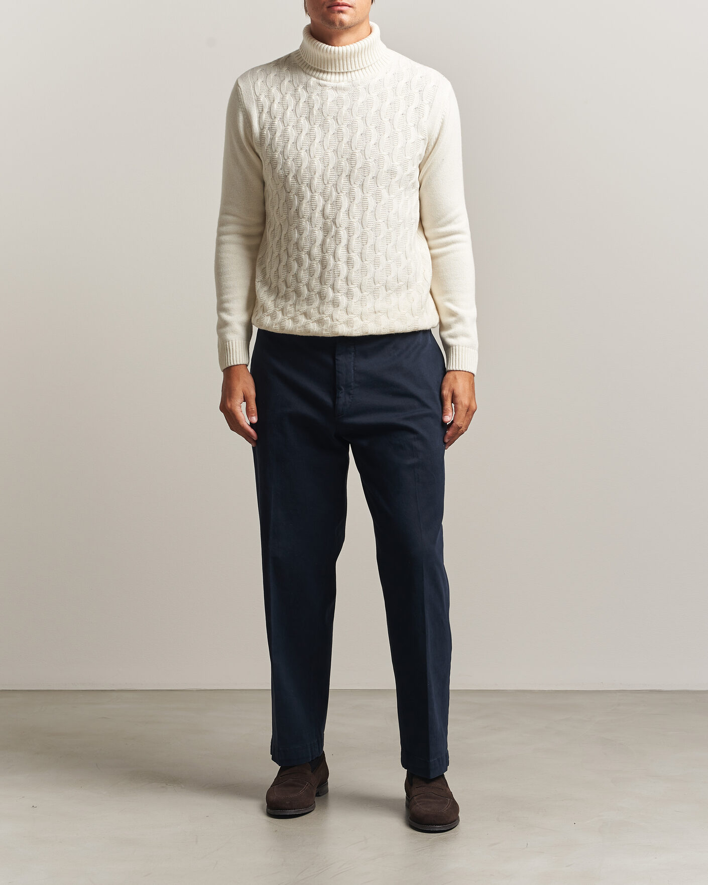 Homme | Pulls Et Tricots | Oscar Jacobson | Seppo Cable Knitted Rollneck White