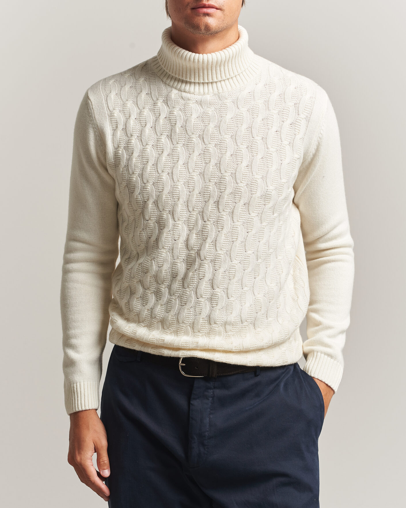 Homme | Pulls Et Tricots | Oscar Jacobson | Seppo Cable Knitted Rollneck White