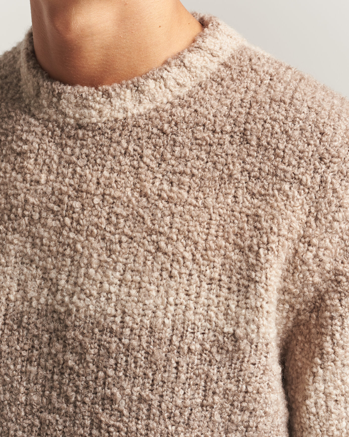 Homme | Pulls Et Tricots | Oscar Jacobson | Ronnie Heavy Knitted Wool Crewneck Beige