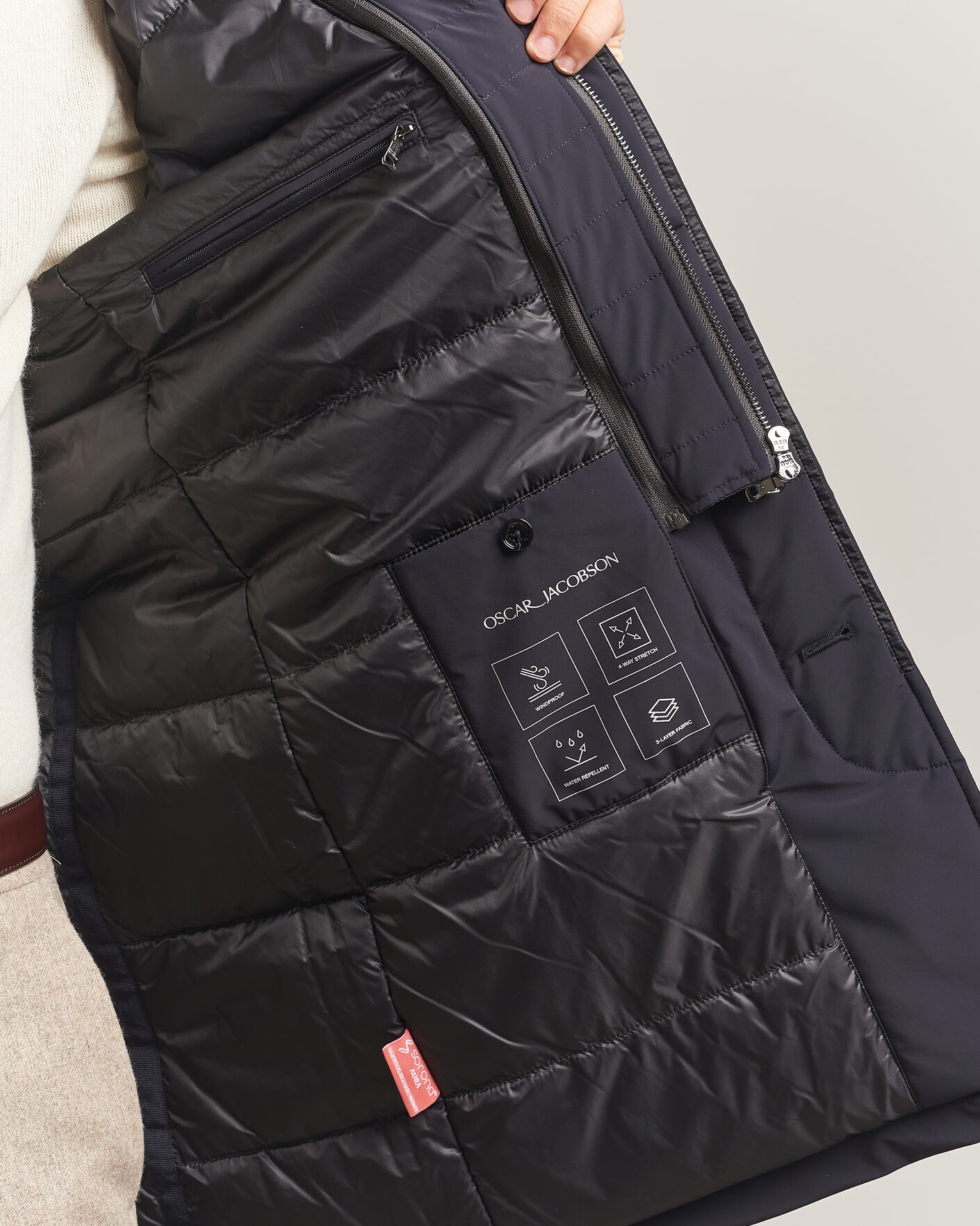 Homme | Manteaux Et Vestes | Oscar Jacobson | Zipped Padded Car Coat Navy