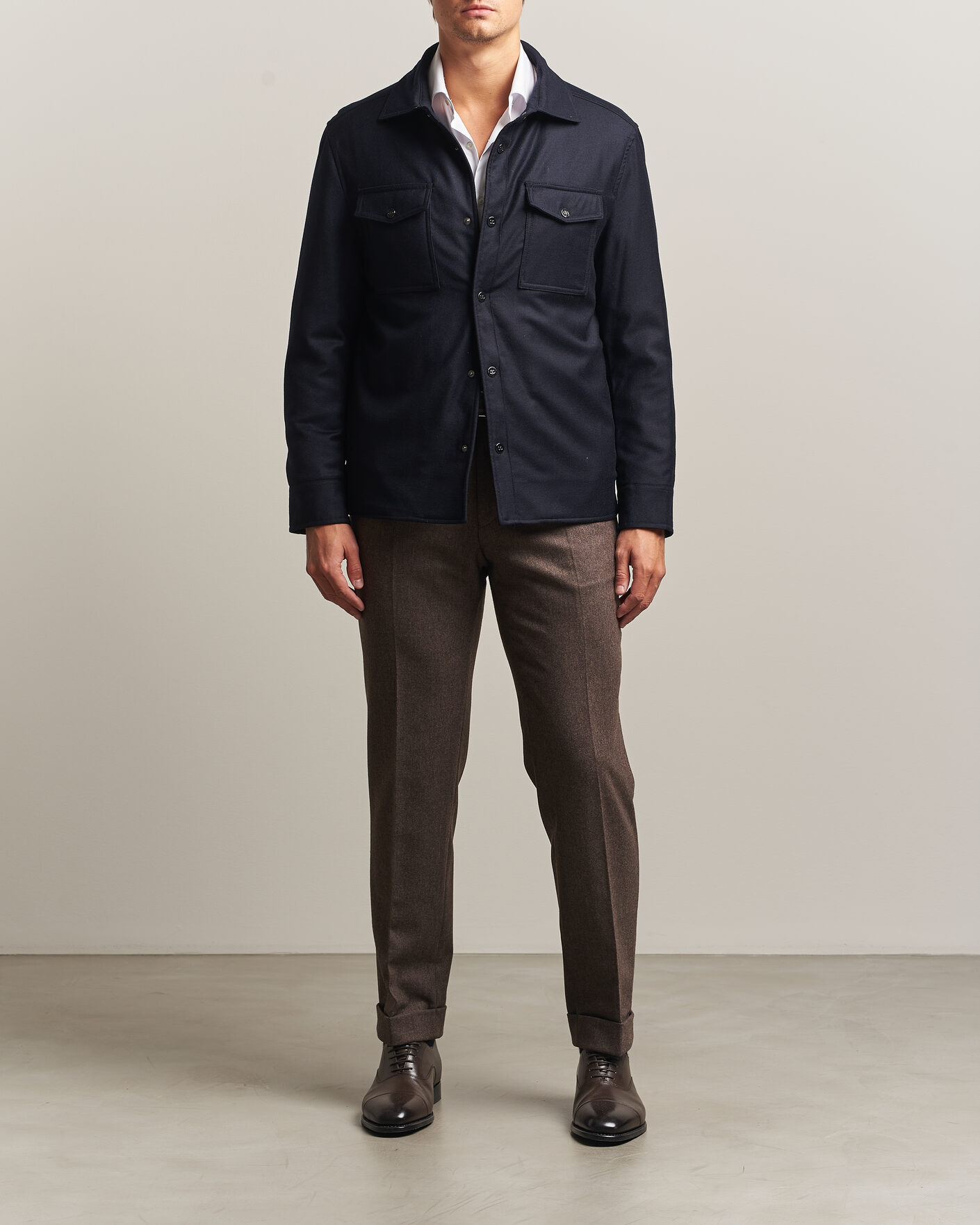 Homme | Manteaux Et Vestes | Oscar Jacobson | Nylon/Wool Padded Shirt Jacket Navy