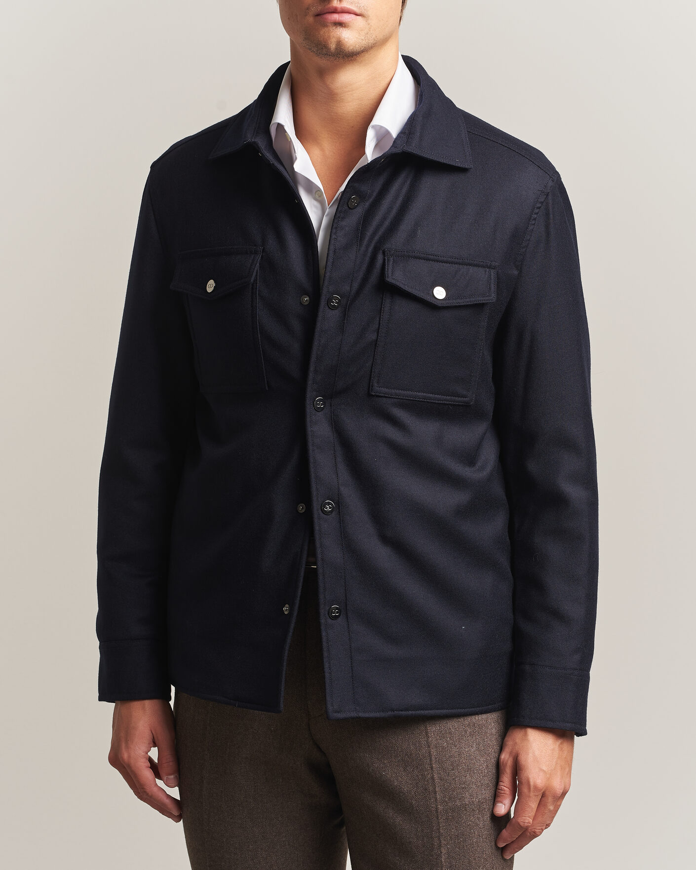 Homme | Manteaux Et Vestes | Oscar Jacobson | Nylon/Wool Padded Shirt Jacket Navy