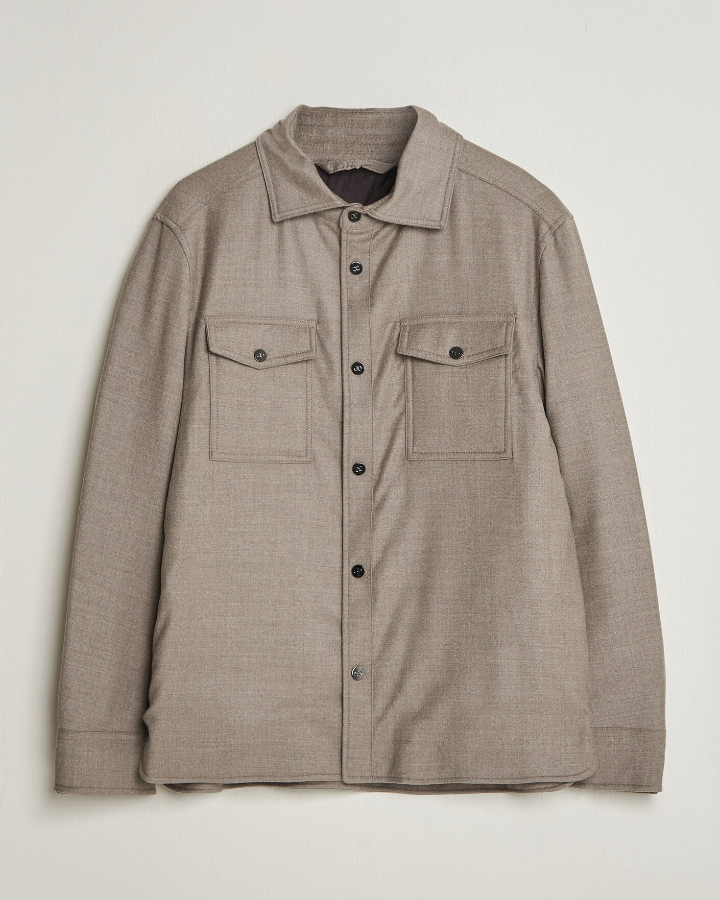 Homme | Manteaux Et Vestes | Oscar Jacobson | Nylon/Wool Padded Shirt Jacket Taupe