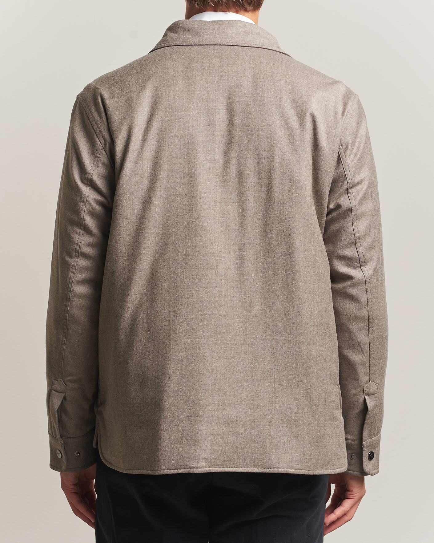 Homme | Manteaux Et Vestes | Oscar Jacobson | Nylon/Wool Padded Shirt Jacket Taupe