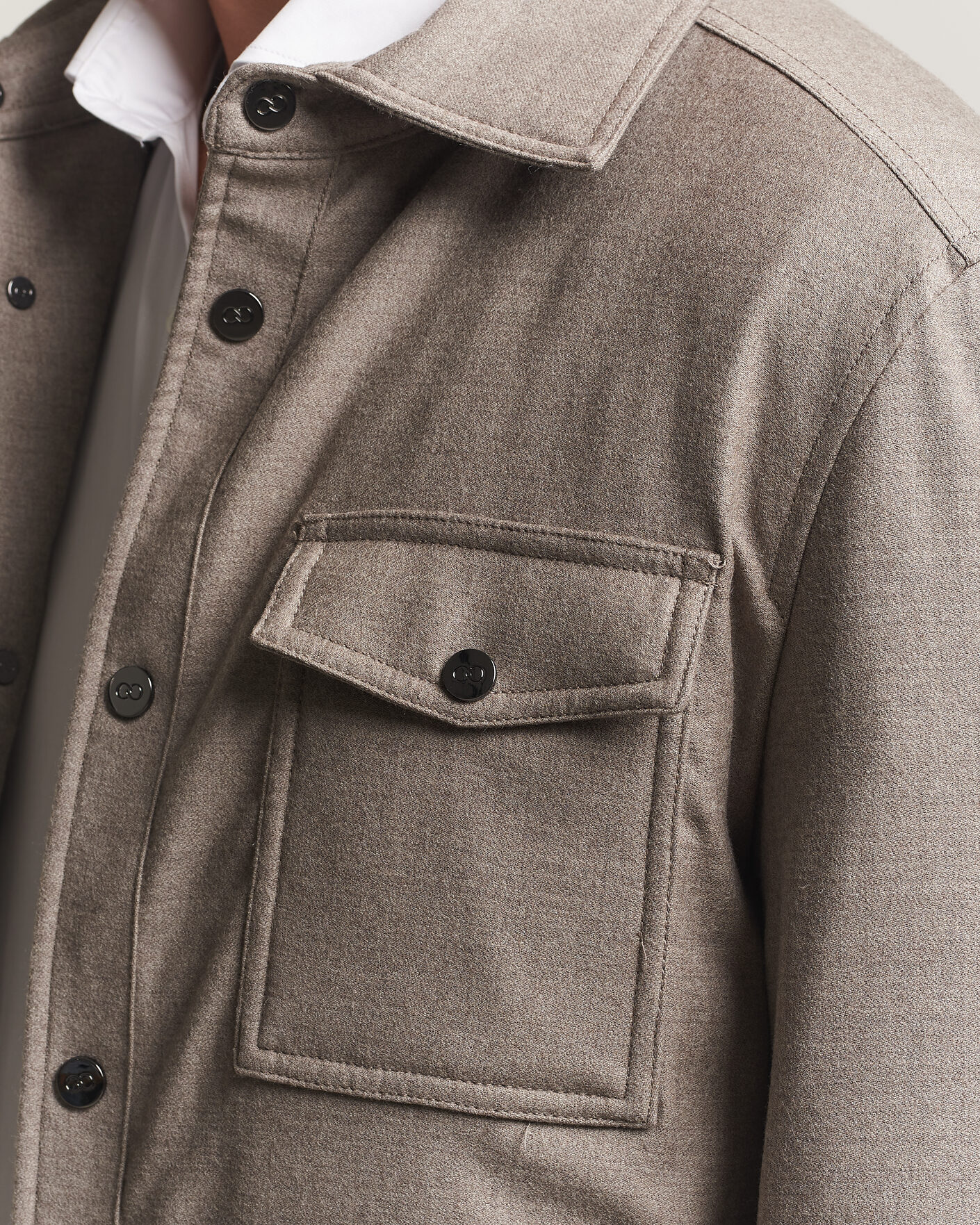 Homme | Manteaux Et Vestes | Oscar Jacobson | Nylon/Wool Padded Shirt Jacket Taupe