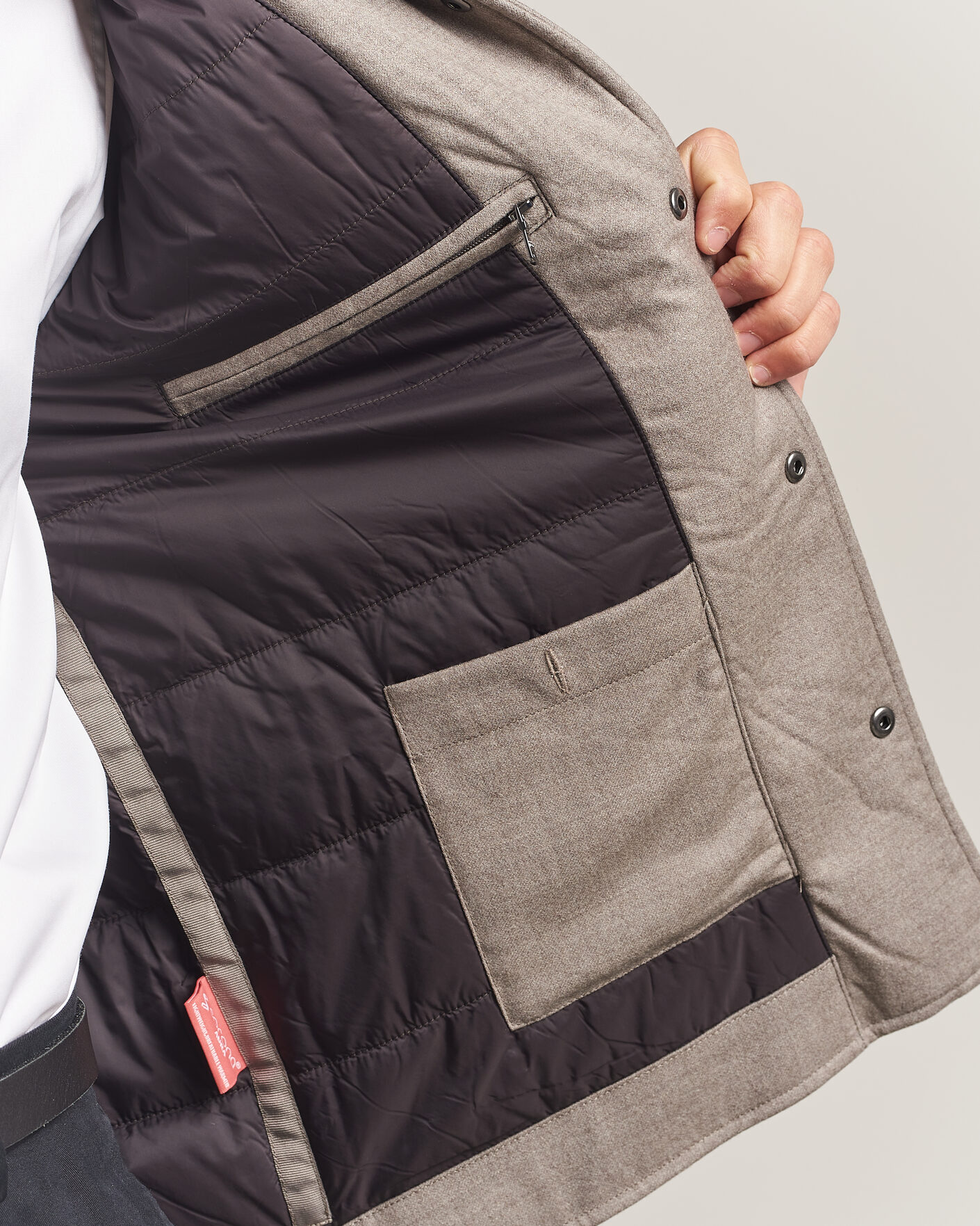 Homme | Manteaux Et Vestes | Oscar Jacobson | Nylon/Wool Padded Shirt Jacket Taupe