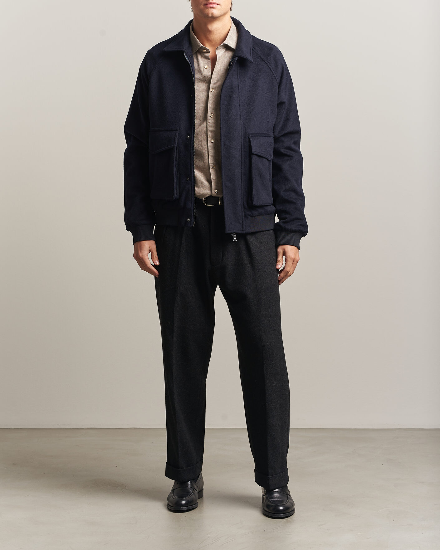 Homme | Manteaux Et Vestes | Oscar Jacobson | Aviator Wool Jacket Navy