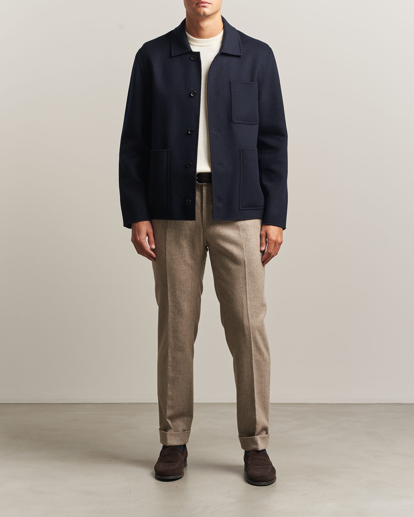 Homme | Manteaux Et Vestes | Oscar Jacobson | Doublé Wool Shirt Jacket Navy