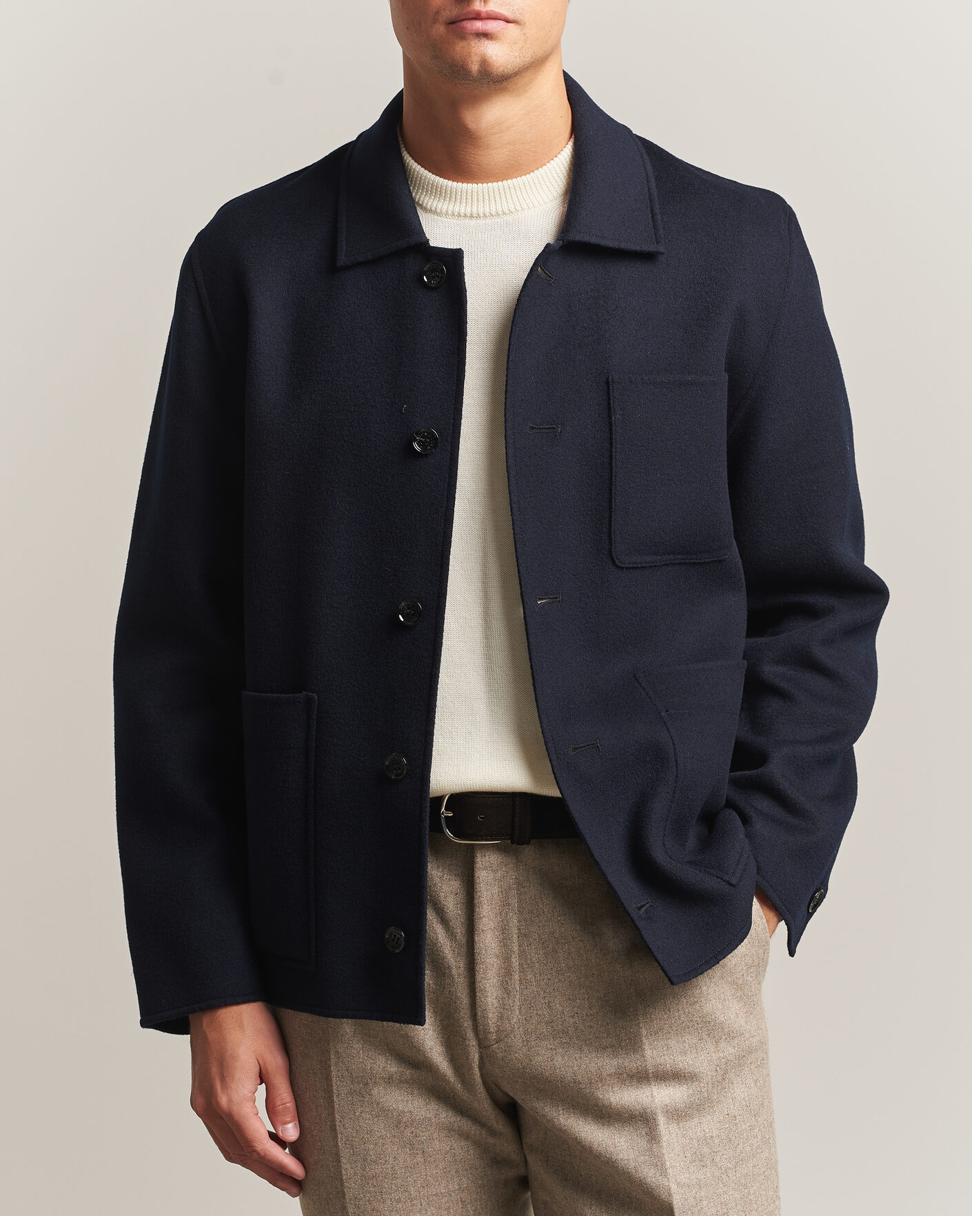 Homme | Manteaux Et Vestes | Oscar Jacobson | Doublé Wool Shirt Jacket Navy