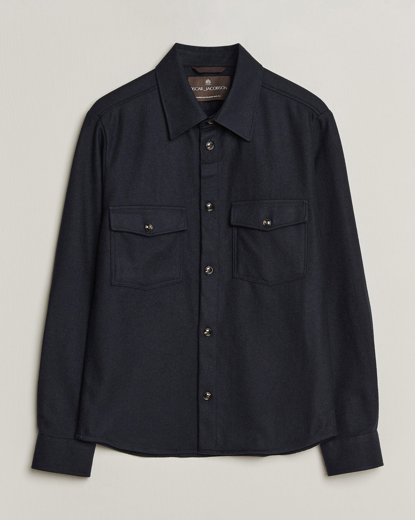 Homme | Chemises | Oscar Jacobson | Magnus Wool Shirt Jacket Navy