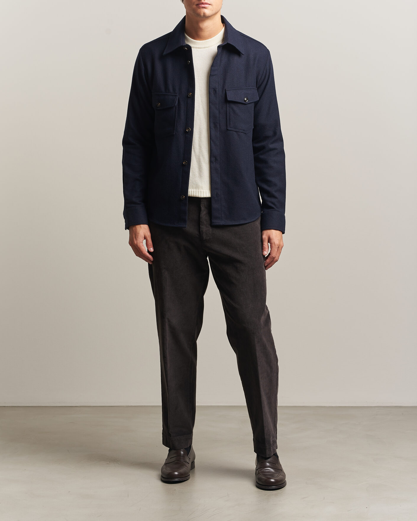 Homme | Chemises | Oscar Jacobson | Magnus Wool Shirt Jacket Navy