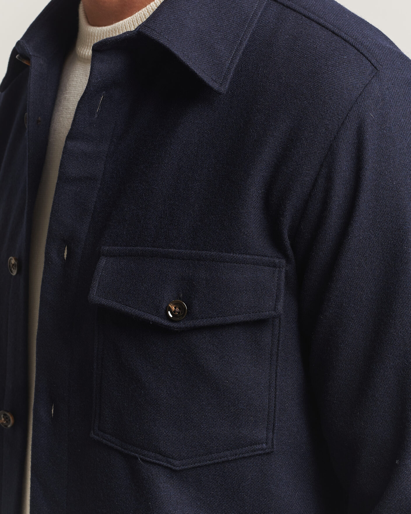 Homme | Chemises | Oscar Jacobson | Magnus Wool Shirt Jacket Navy