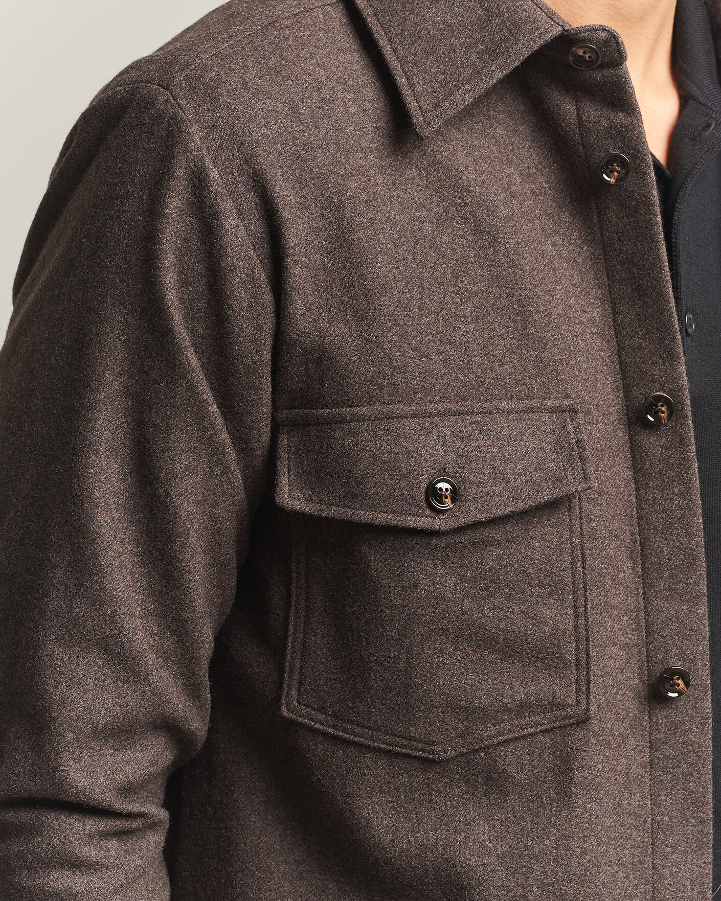 Homme | Chemises | Oscar Jacobson | Magnus Wool Shirt Jacket Brown