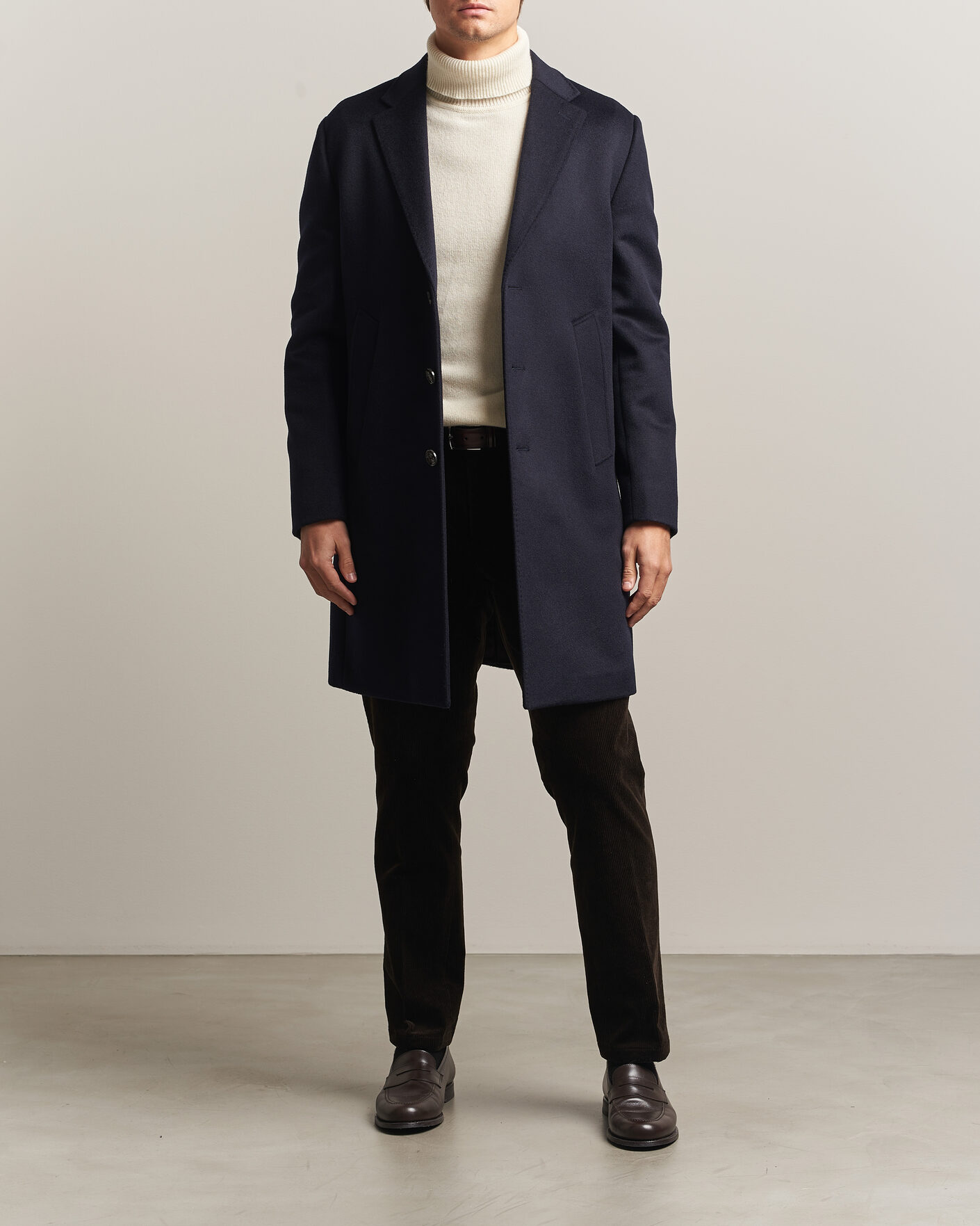 Homme | Manteaux Et Vestes | Oscar Jacobson | Single Breasted Wool Coat Navy