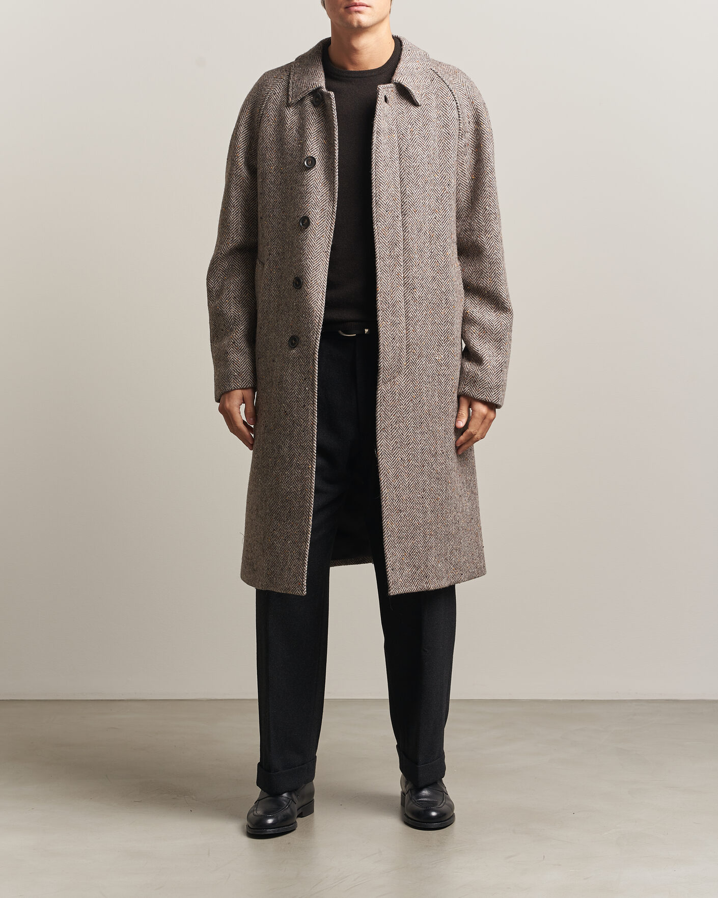 Homme | Manteaux Et Vestes | Oscar Jacobson | Raglan Herringbone Wool Coat Beige