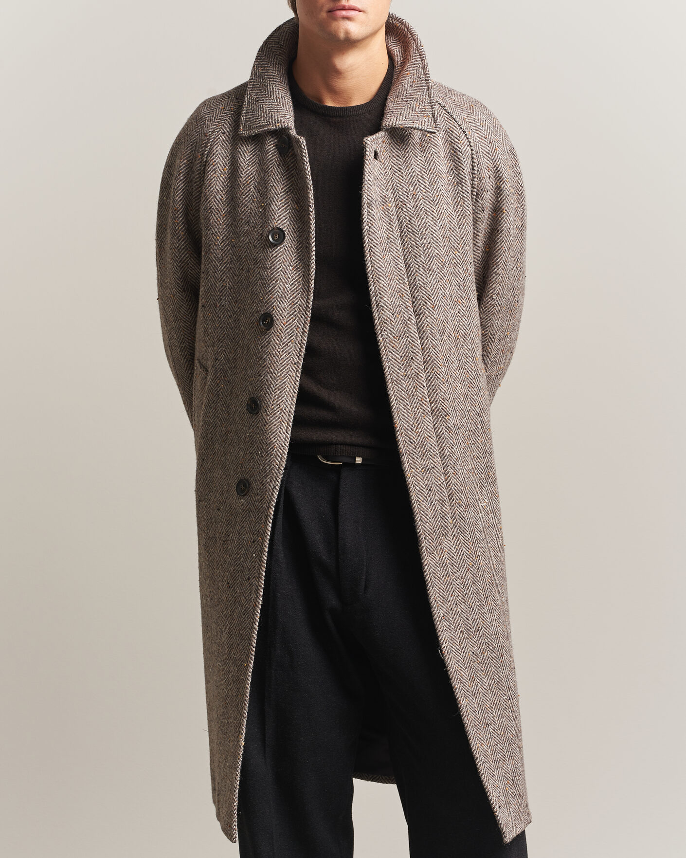 Homme | Manteaux Et Vestes | Oscar Jacobson | Raglan Herringbone Wool Coat Beige