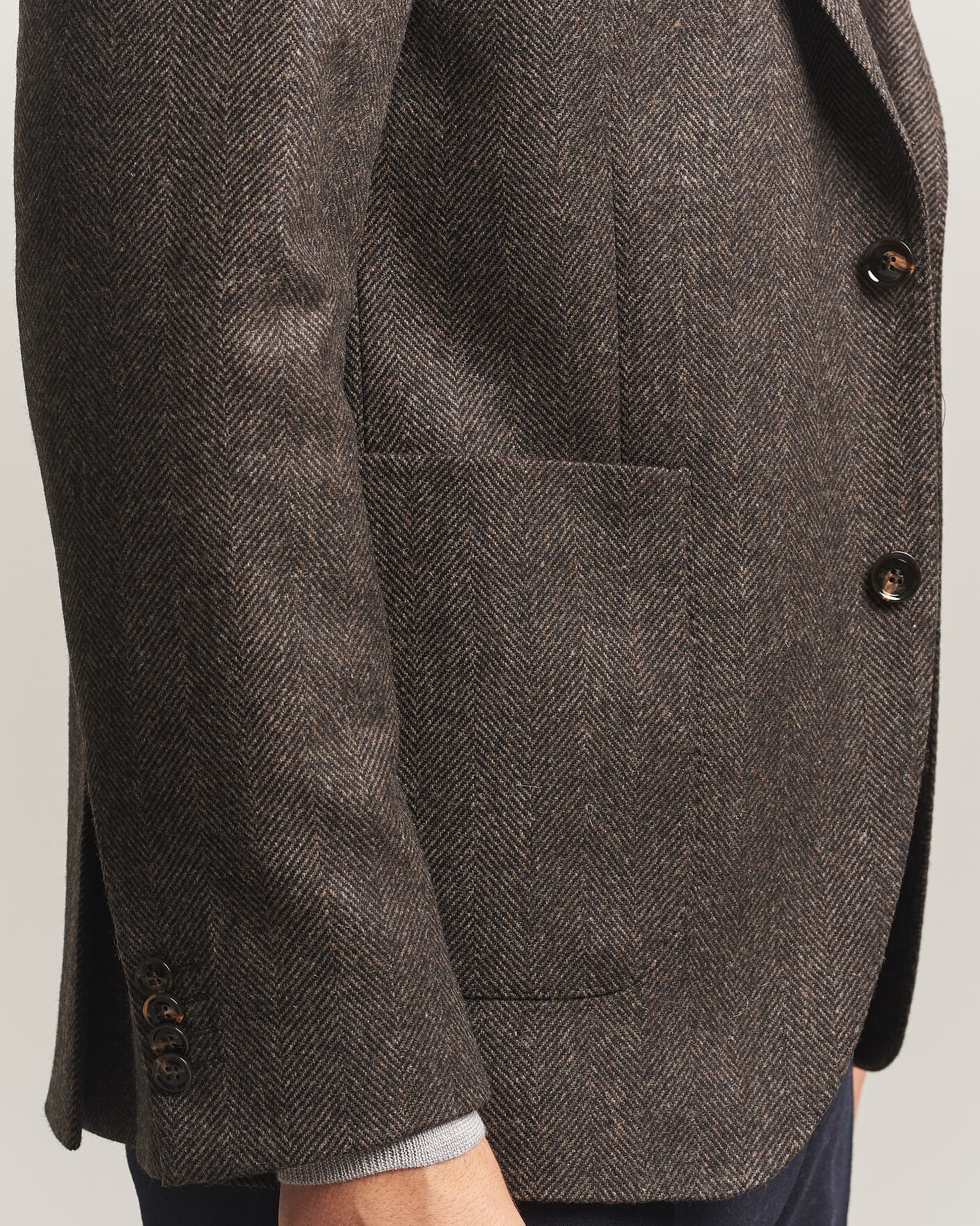Homme | Blazers | Oscar Jacobson | Fogerty Herringbone Wool Blazer Brown