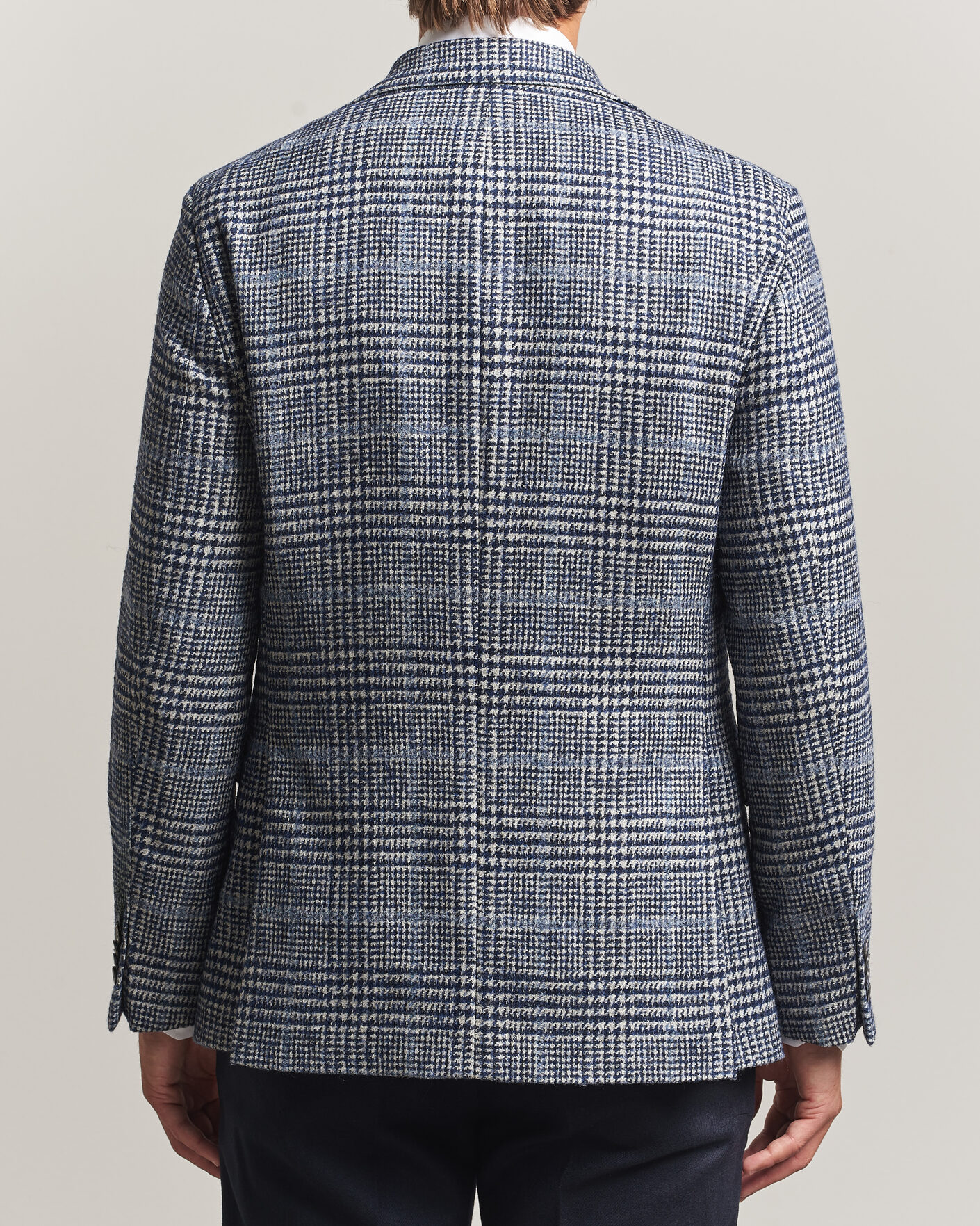 Homme | Blazers | Oscar Jacobson | Fogerty Checked Wool/Alpaca Blazer Blue