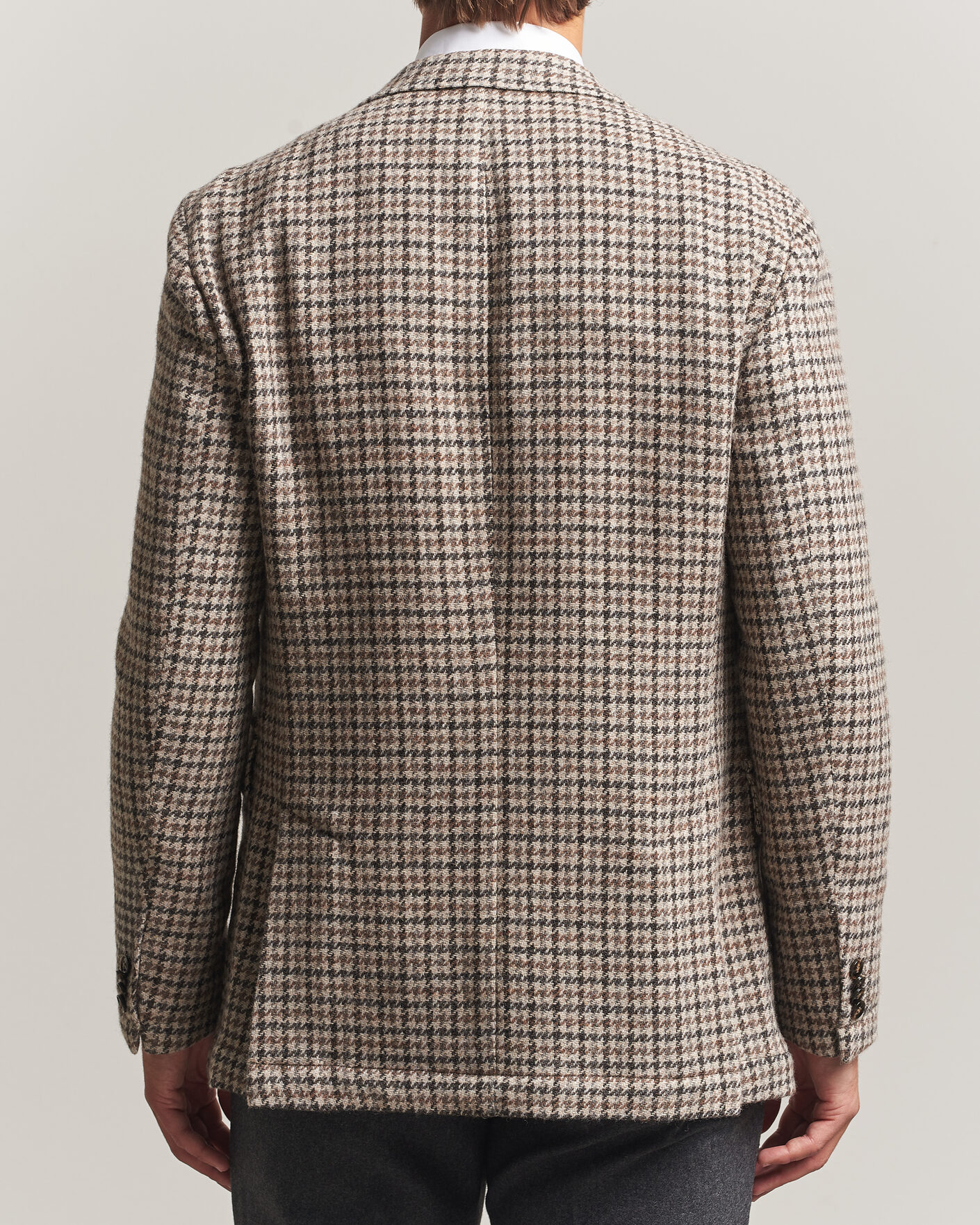 Homme | Blazers | Oscar Jacobson | Fridolf Wool Houndstooth Patch Blazer Brown