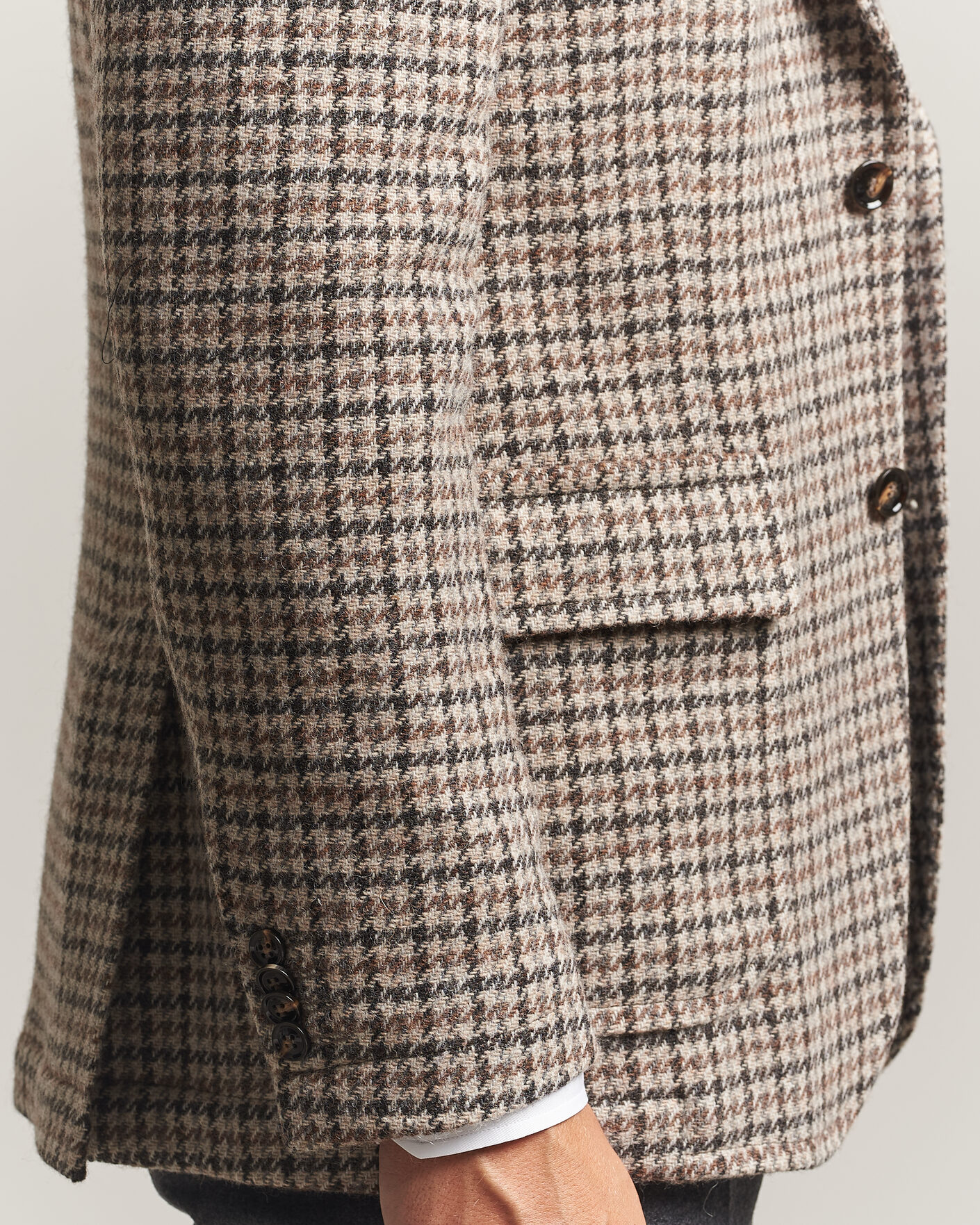 Homme | Blazers | Oscar Jacobson | Fridolf Wool Houndstooth Patch Blazer Brown