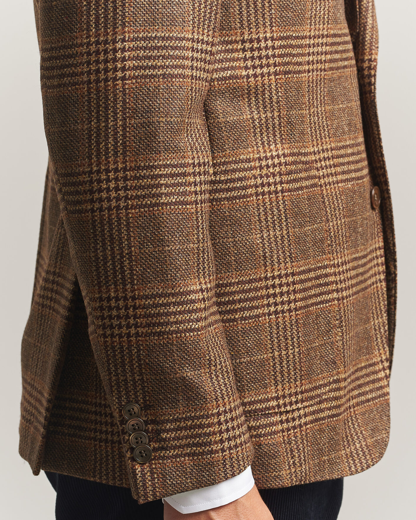 Homme | Blazers | Oscar Jacobson | Ferry Patch Checked Wool/Cashmere Blazer Brown