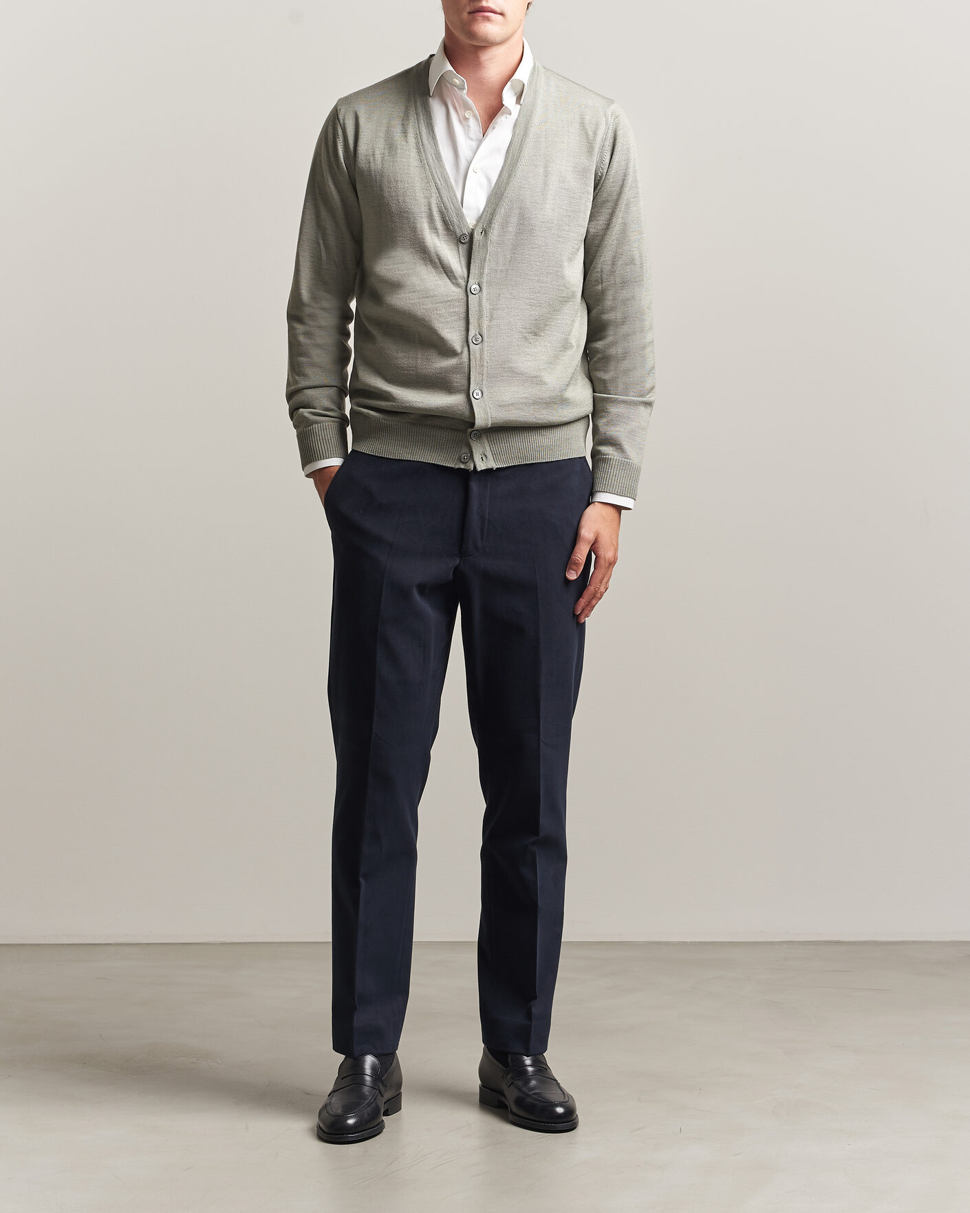 Homme | Pantalons | Oscar Jacobson | Dandy Brushed Cotton Trousers Blue