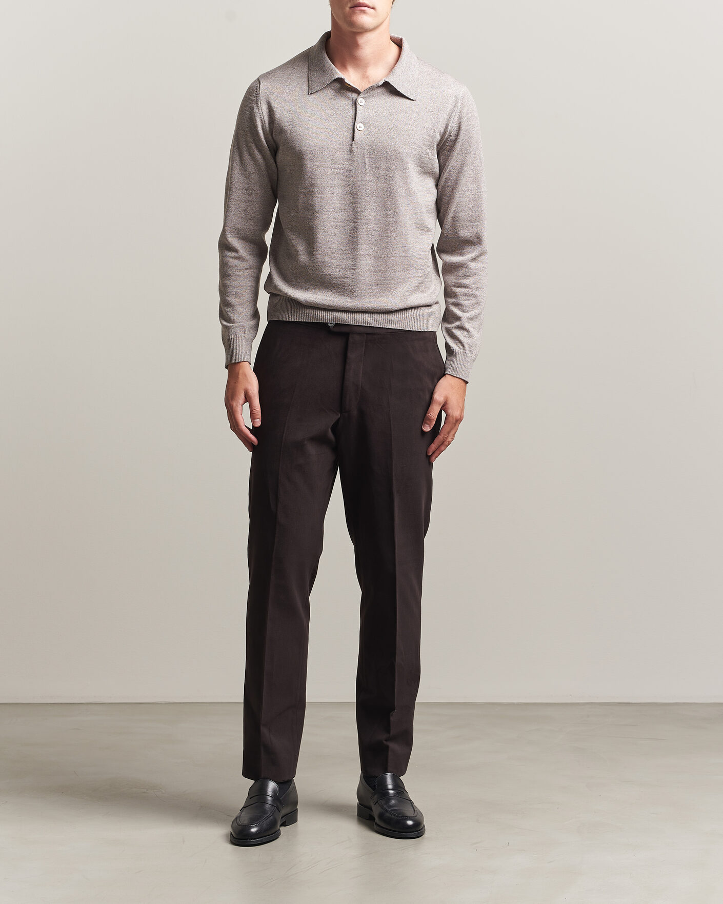 Homme | Pantalons | Oscar Jacobson | Dandy Brushed Cotton Trousers Brown