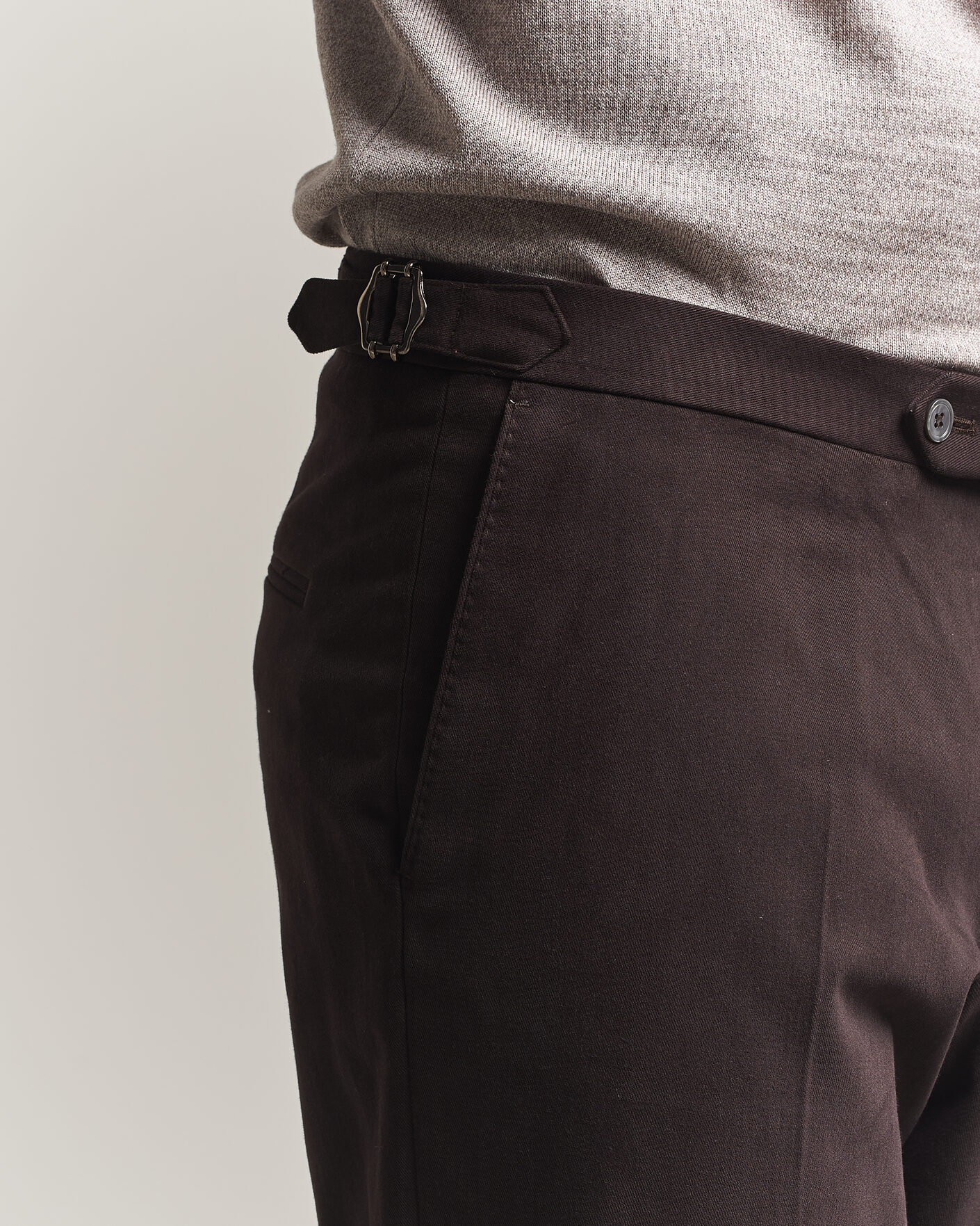 Homme | Pantalons | Oscar Jacobson | Dandy Brushed Cotton Trousers Brown