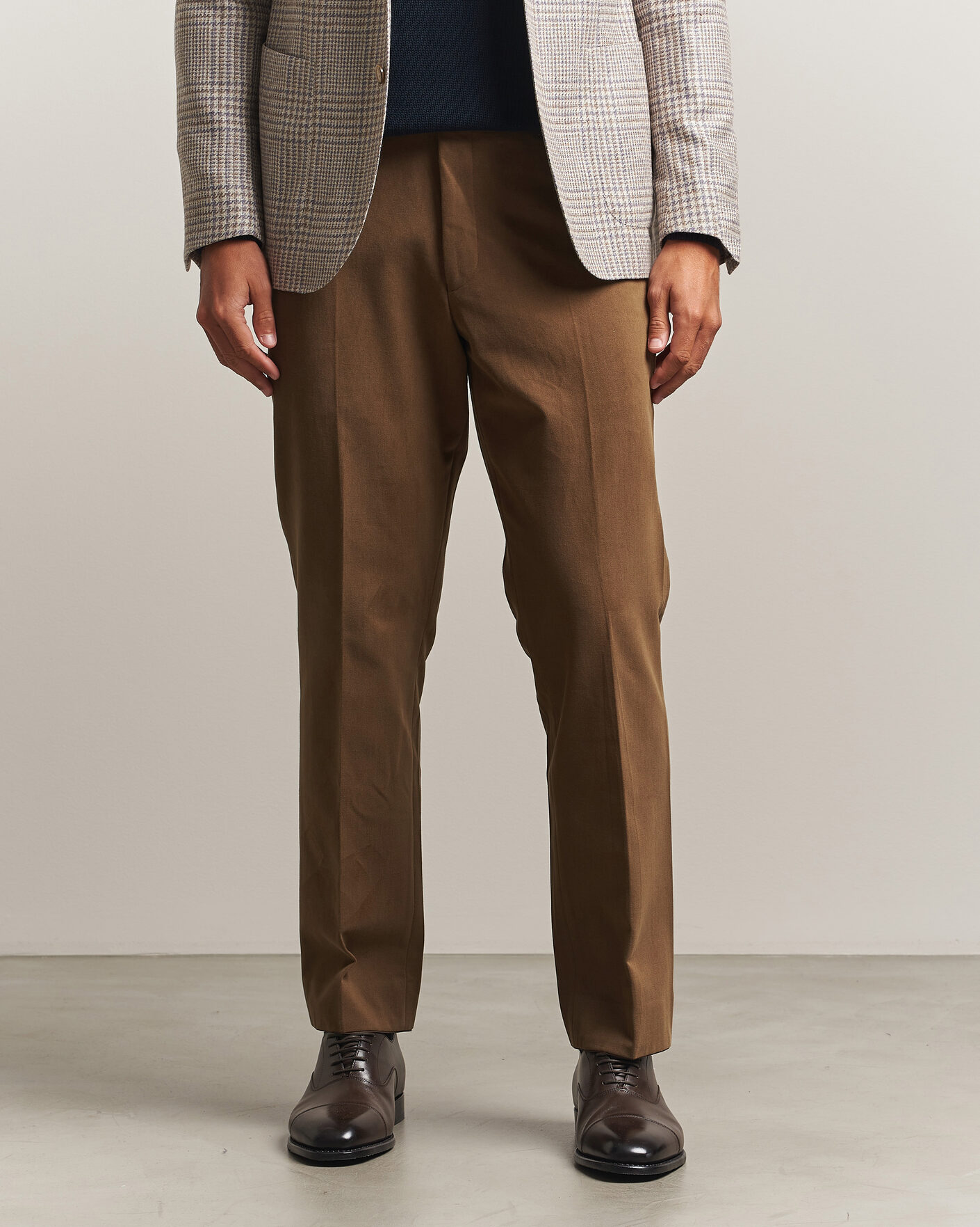 Homme | Pantalons | Oscar Jacobson | Dandy Brushed Cotton Trousers Camel