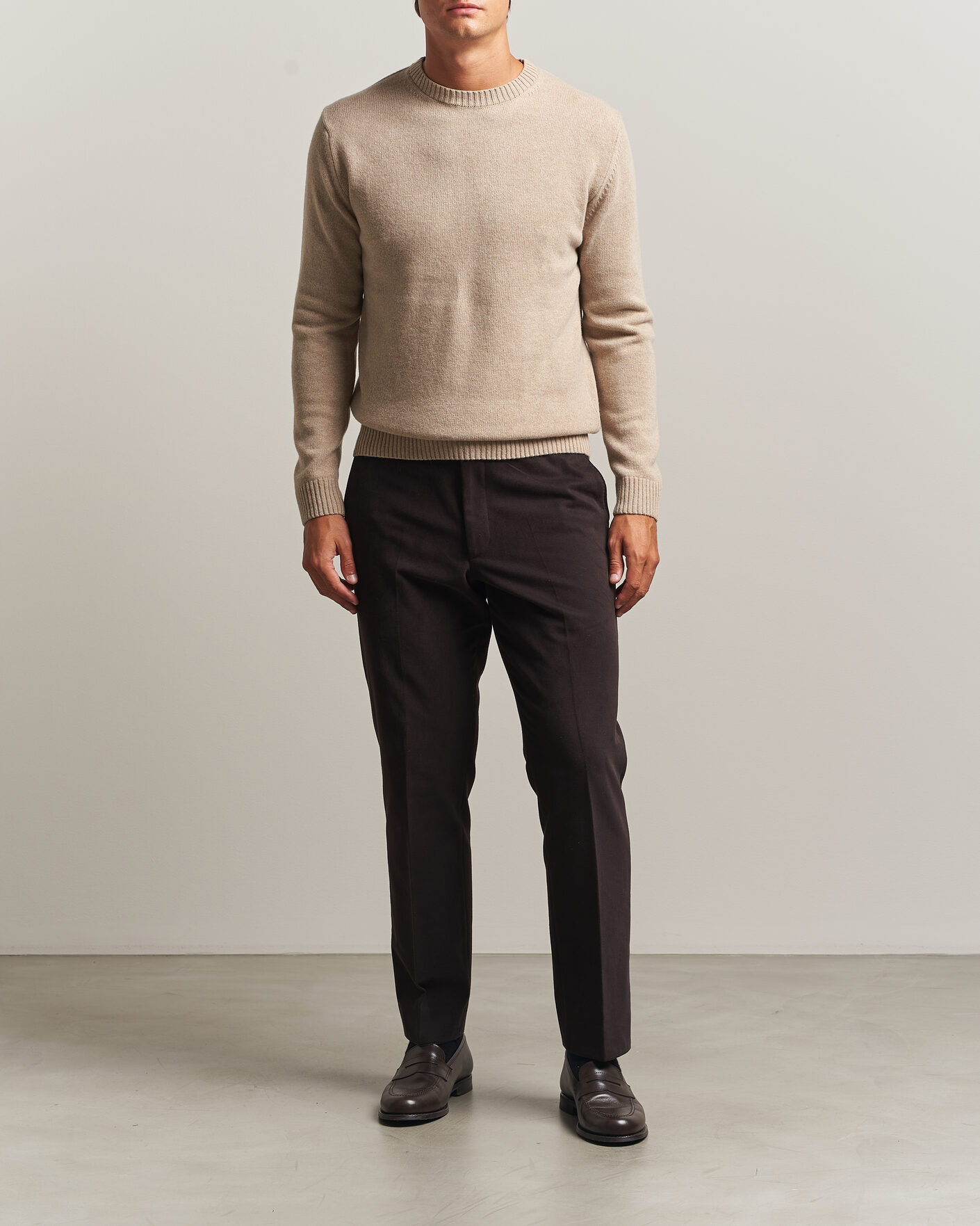 Homme | Pulls Et Tricots | Stenströms | Brushed Merino Crew Neck Beige