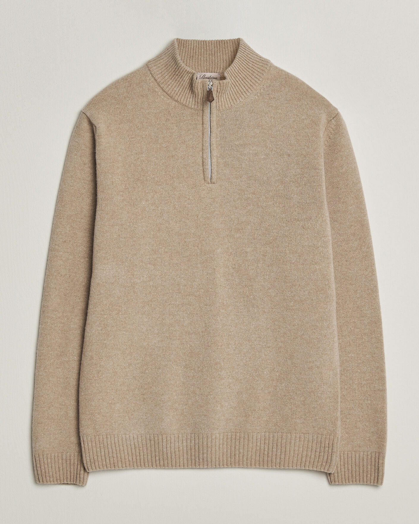 Homme | Pulls Et Tricots | Stenströms | Brushed Merino Half-Zip Beige