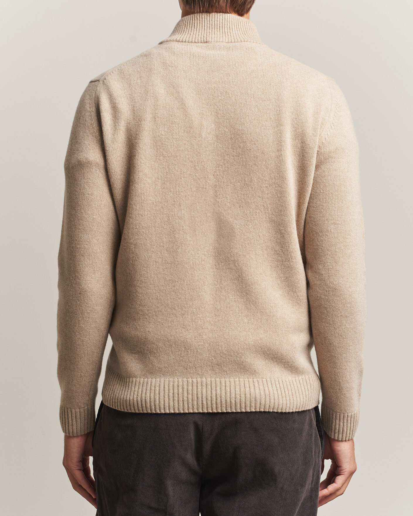 Homme | Pulls Et Tricots | Stenströms | Brushed Merino Half-Zip Beige