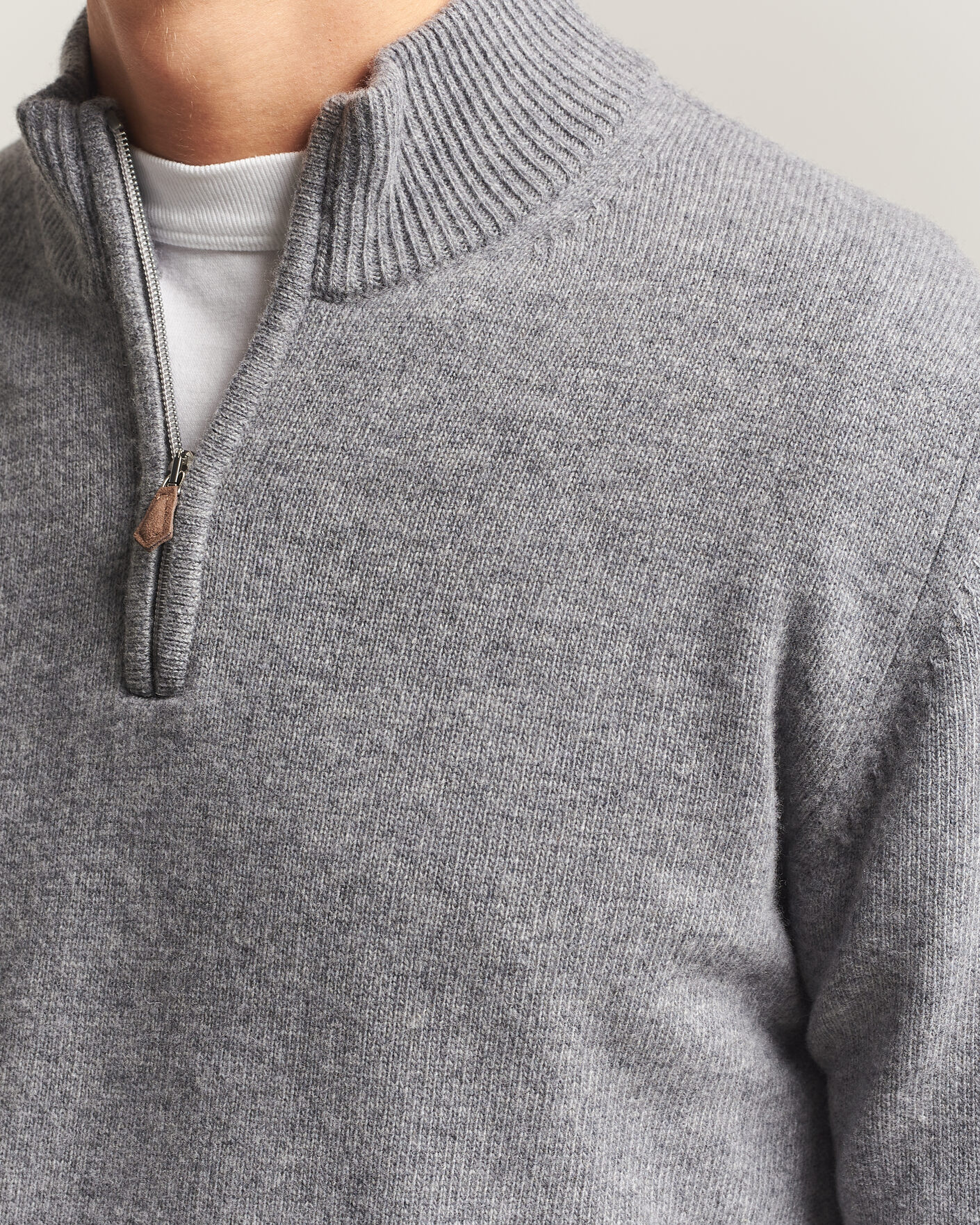 Homme | Pulls Et Tricots | Stenströms | Brushed Merino Half-Zip Grey