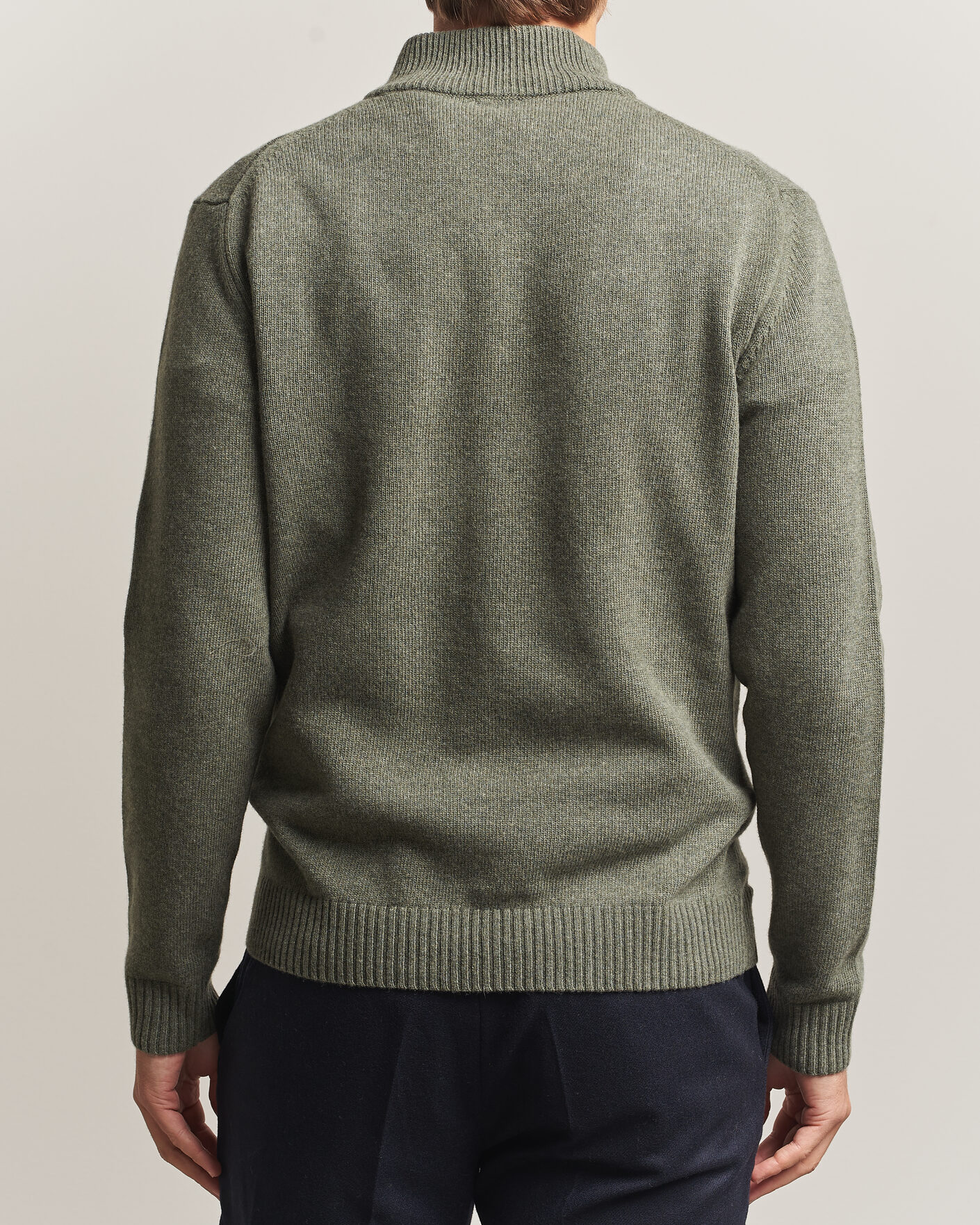 Homme | Pulls Et Tricots | Stenströms | Brushed Merino Half-Zip Green
