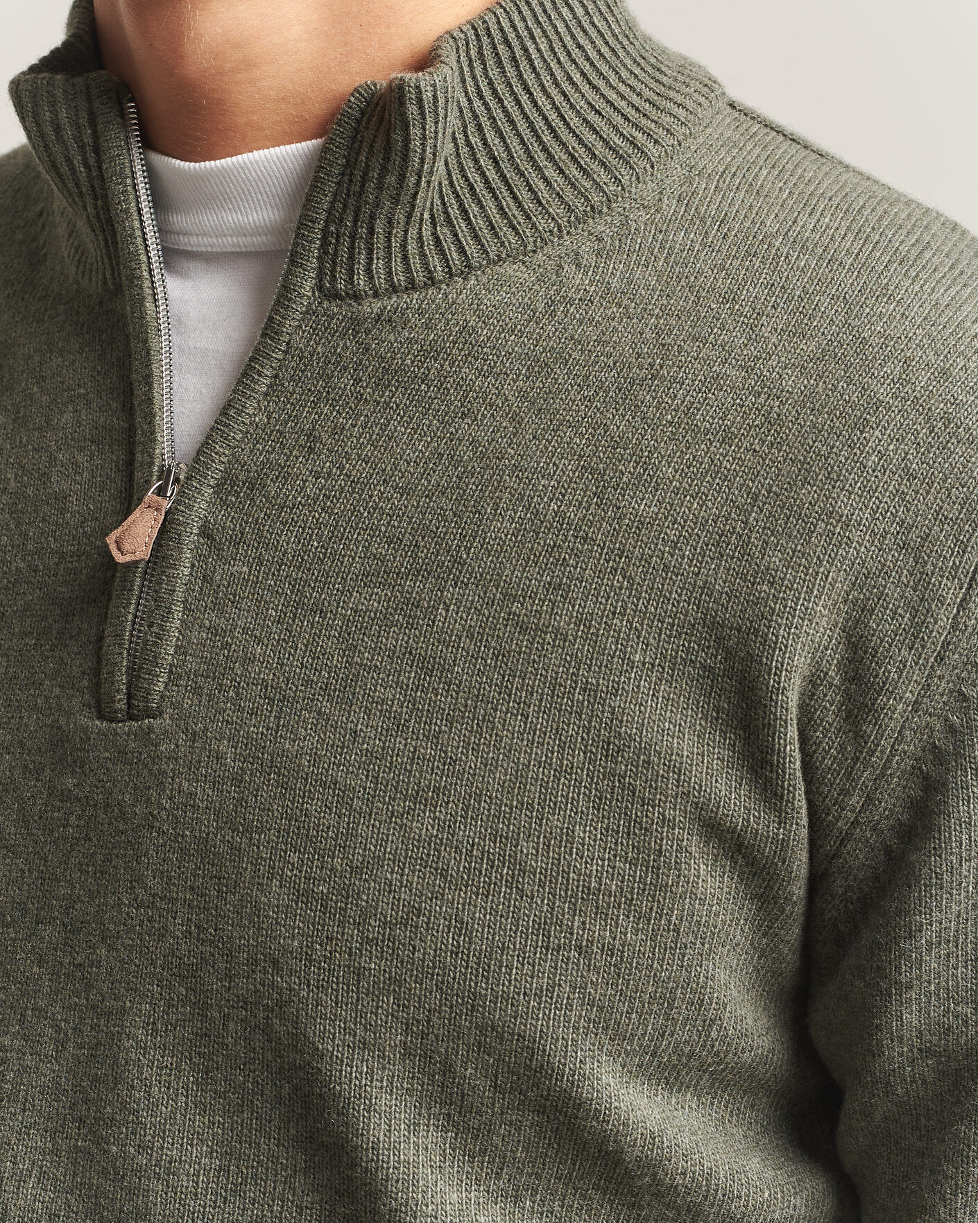 Homme | Pulls Et Tricots | Stenströms | Brushed Merino Half-Zip Green