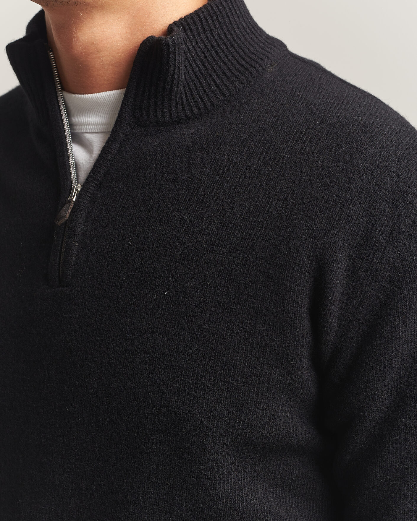 Homme | Pulls Et Tricots | Stenströms | Brushed Merino Half-Zip Black